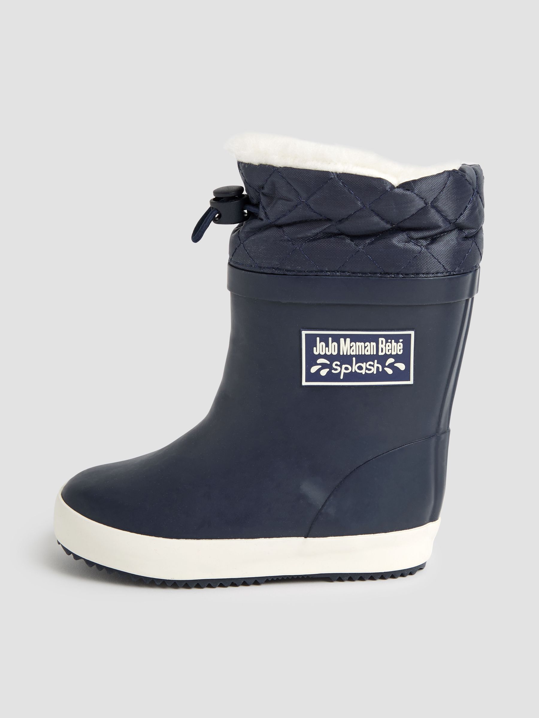 Navy Blue Cosy Lined Drawstring Top Wellies - Image 4 of 4