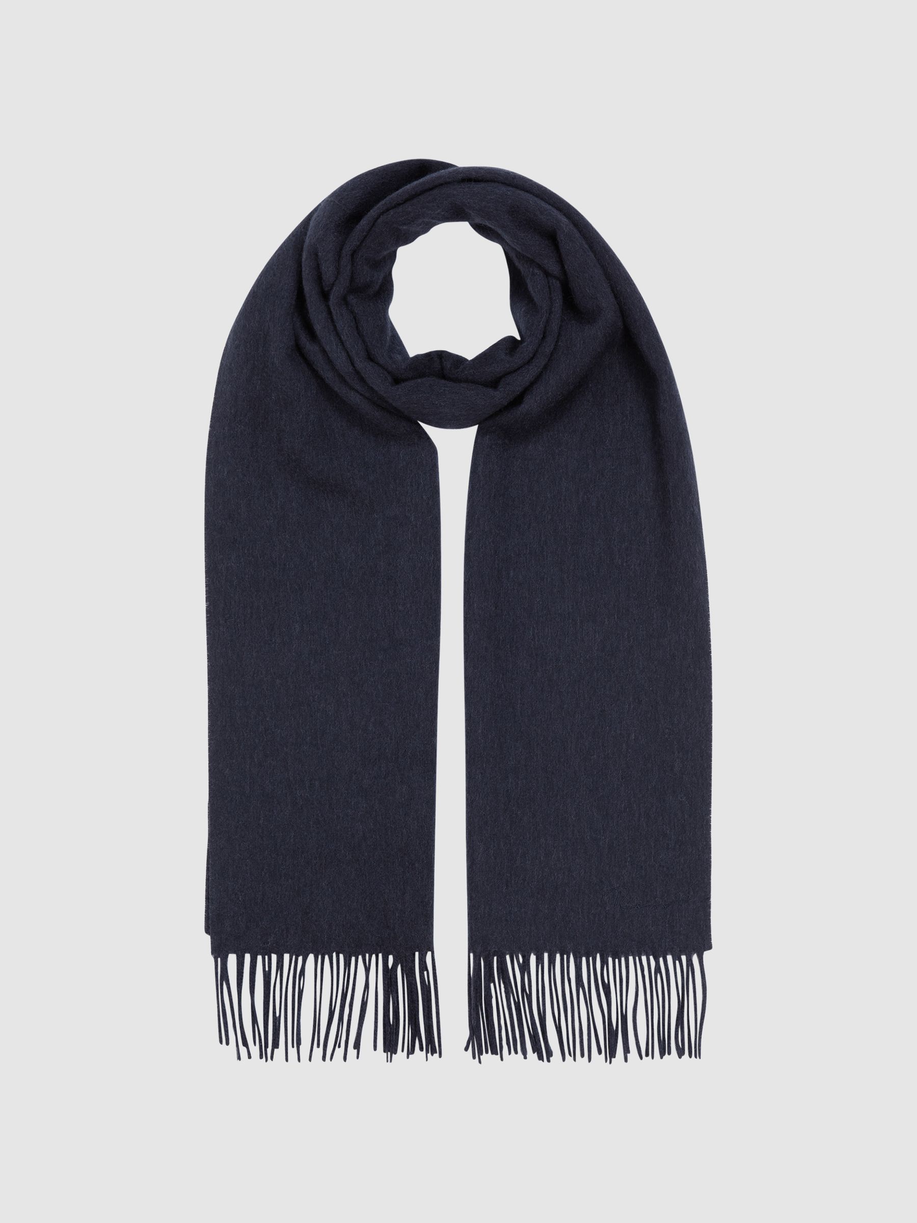 Wool and Cashmere Scarf in Navy - Image 1 of 4