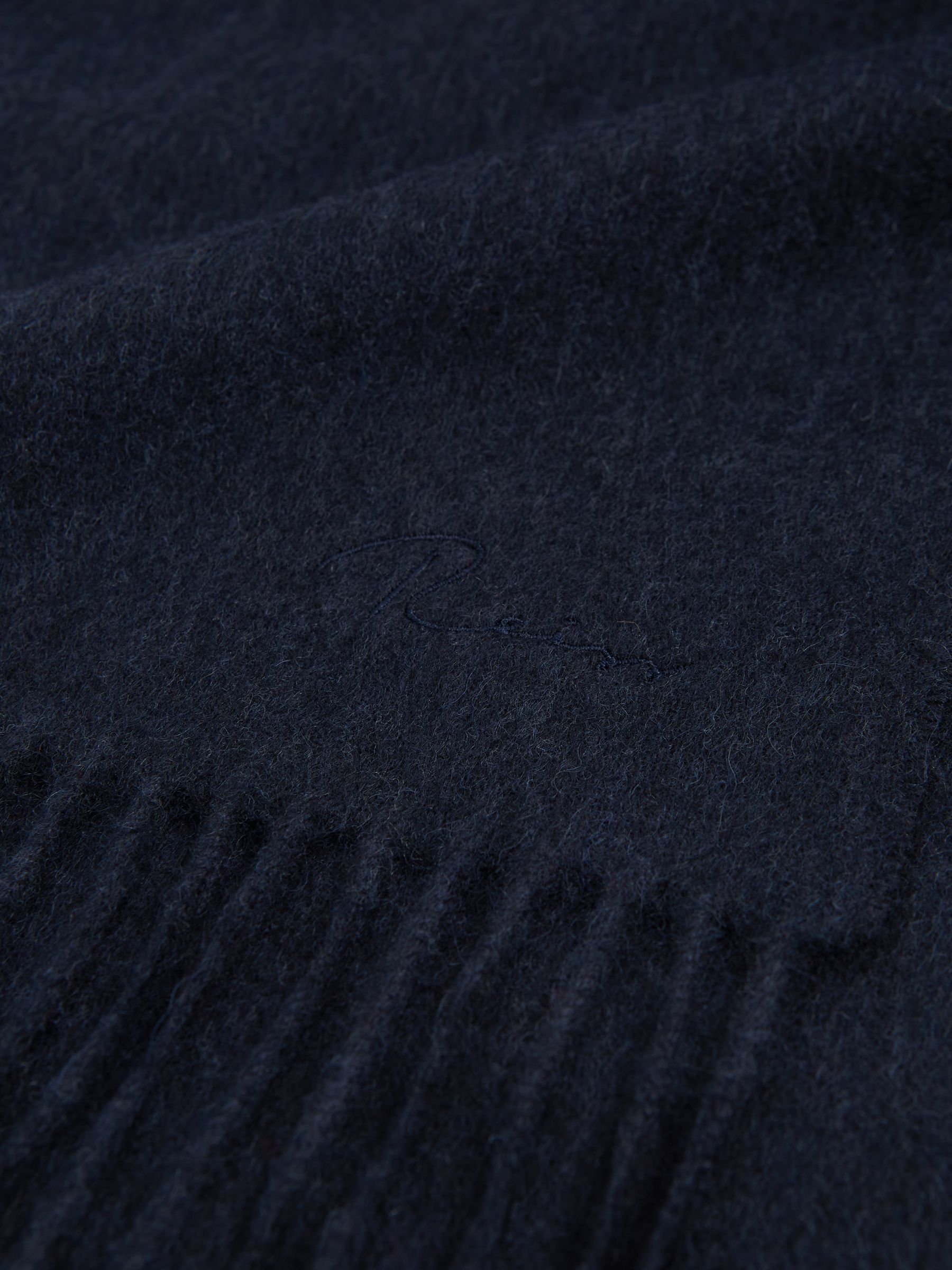 Wool and Cashmere Scarf in Navy - Image 4 of 4