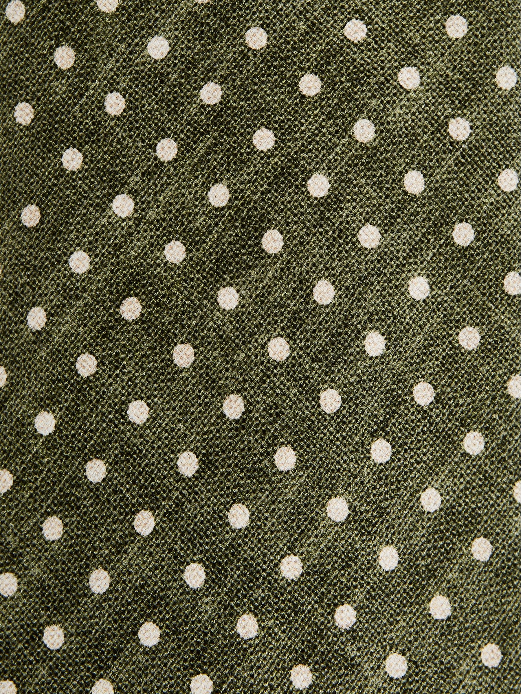 Silk Polka Dot Tie in Green - Image 5 of 5