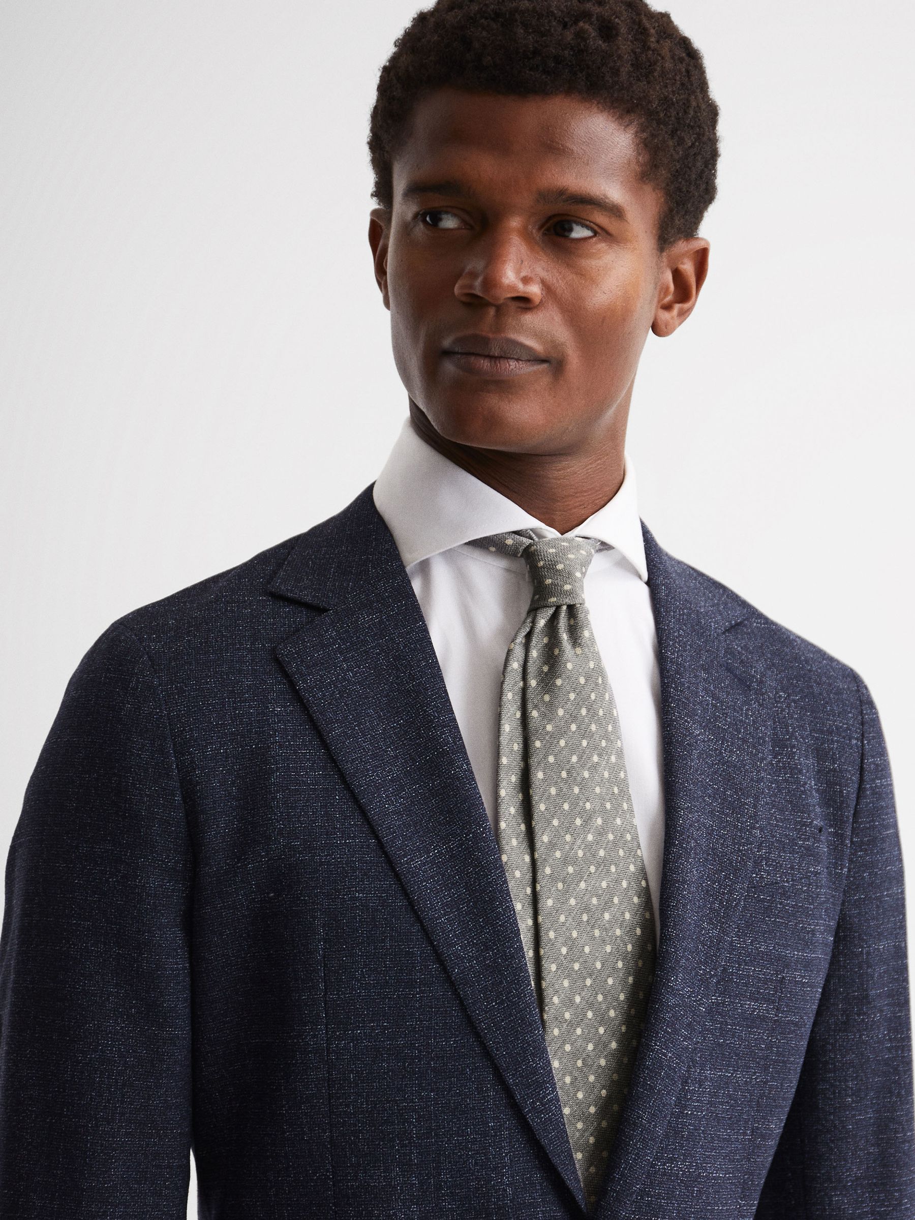 Silk Polka Dot Tie in Grey - Image 2 of 5