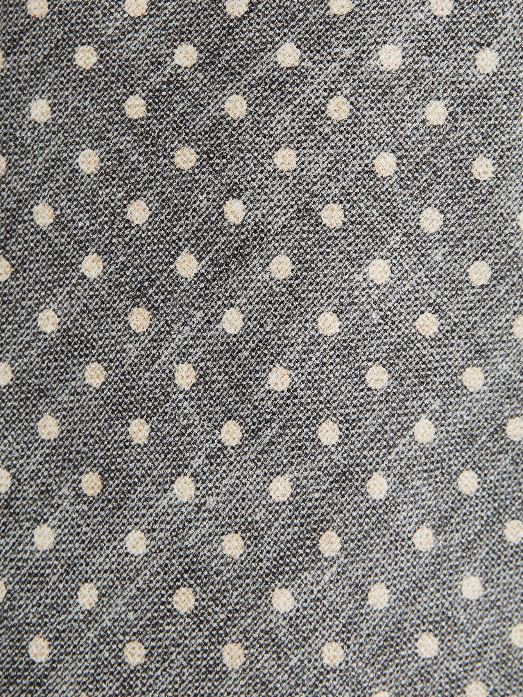 Silk Polka Dot Tie in Grey - Image 5 of 5
