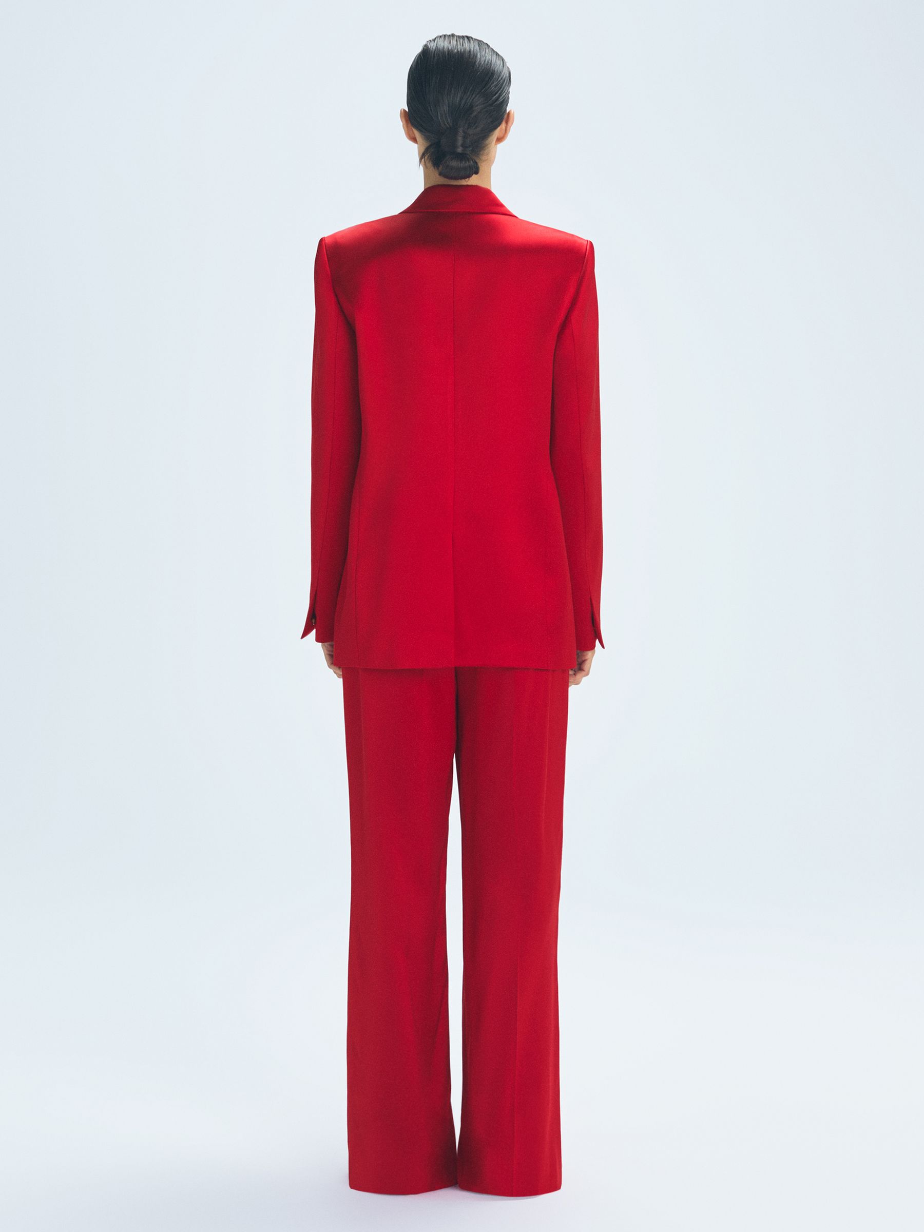 Satin Wide Leg Trousers in Red - Image 4 of 5