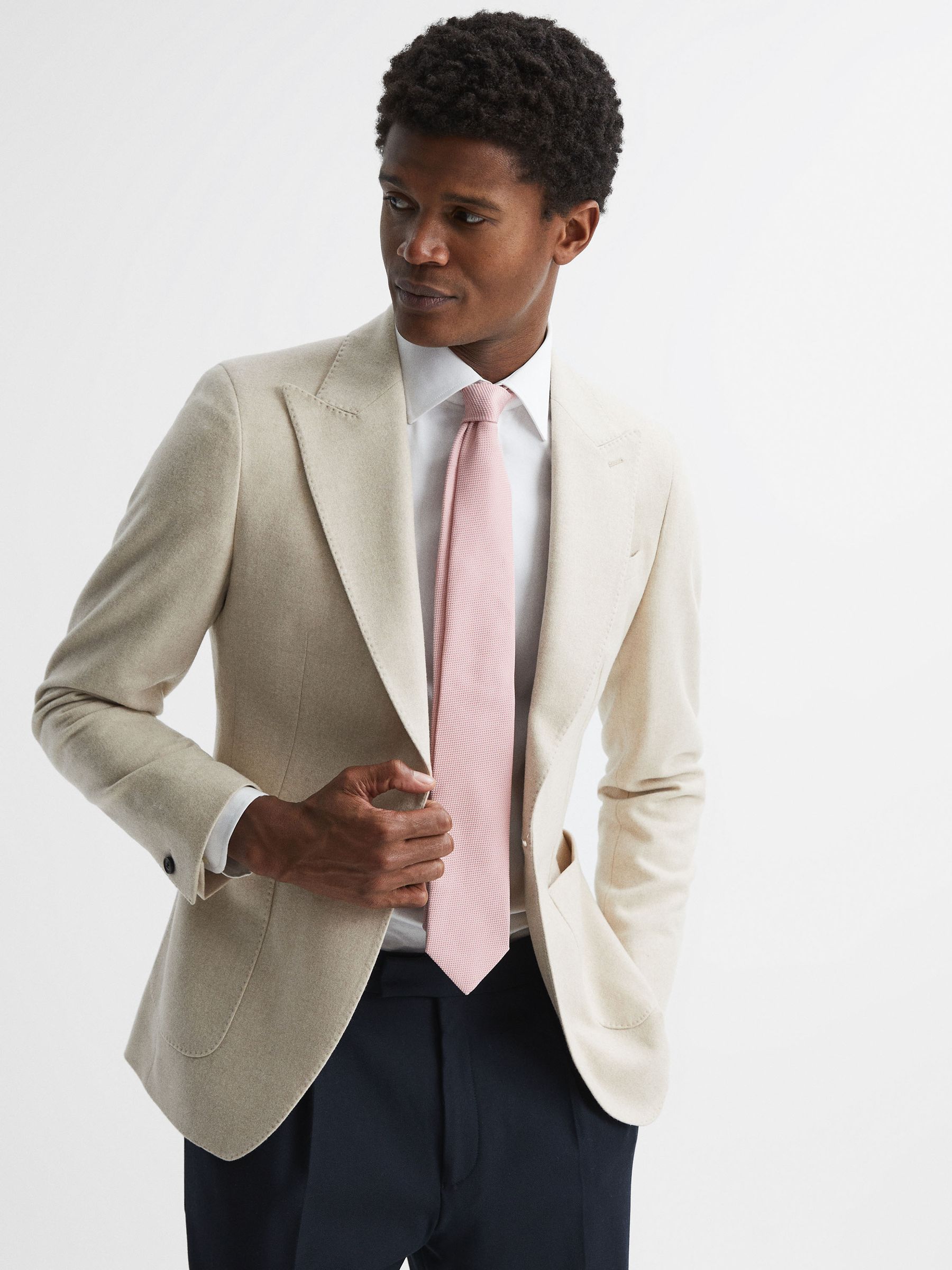 Textured Silk Blend Tie in Soft Pink - Image 2 of 5