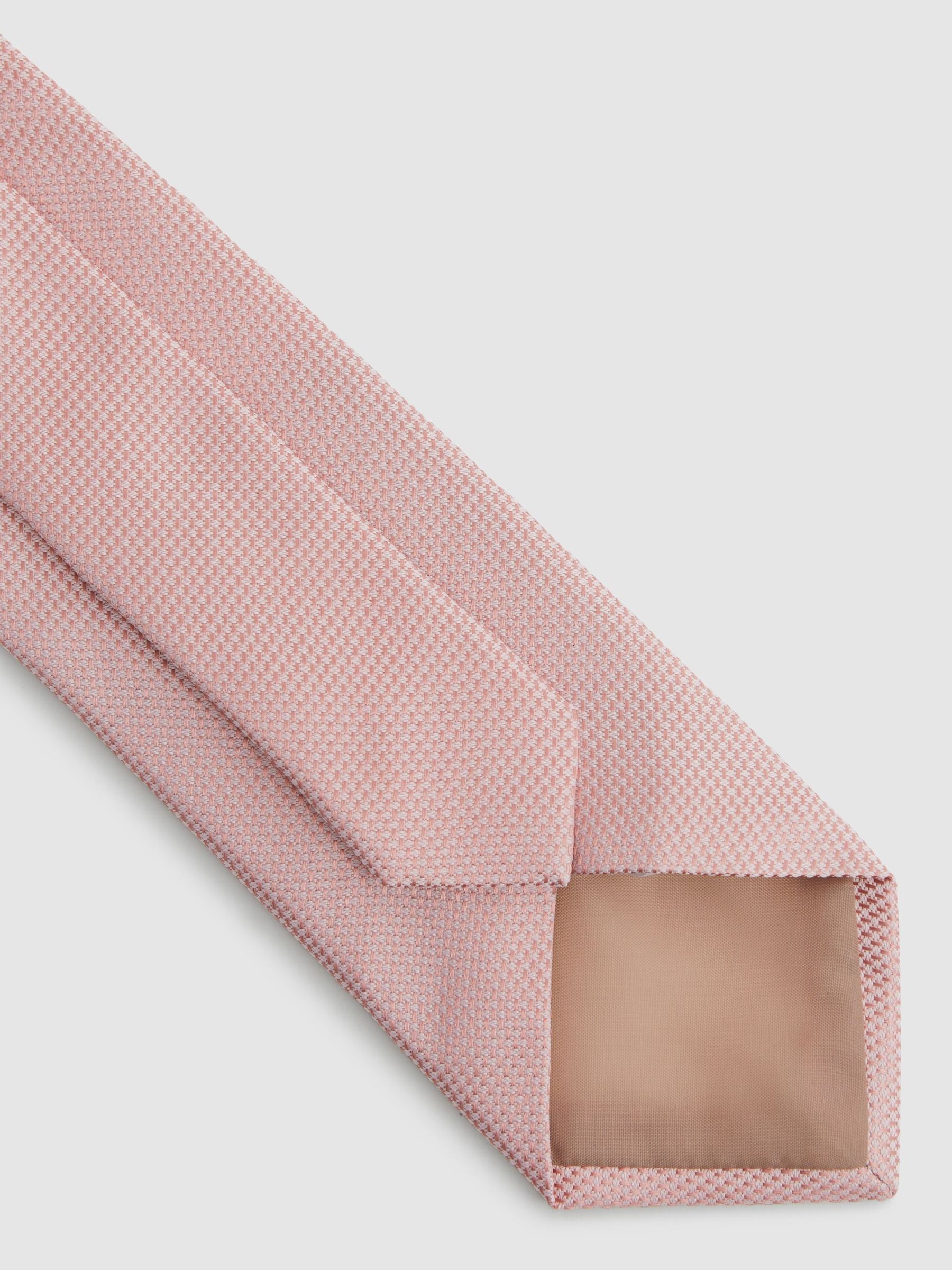 Textured Silk Blend Tie in Soft Pink - Image 4 of 5
