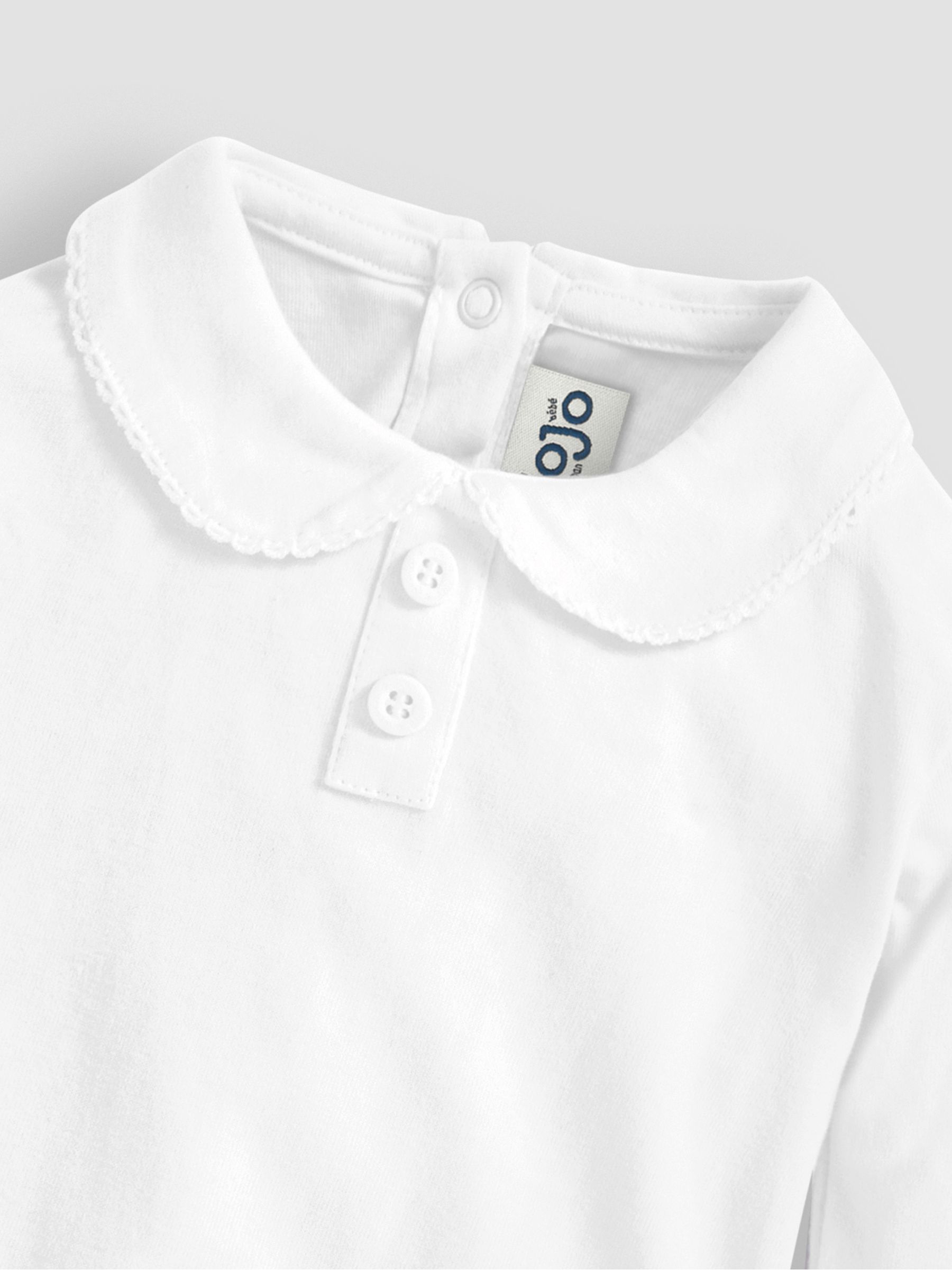 White Plain Long Sleeve Peter Pan Bodysuit - Image 2 of 3