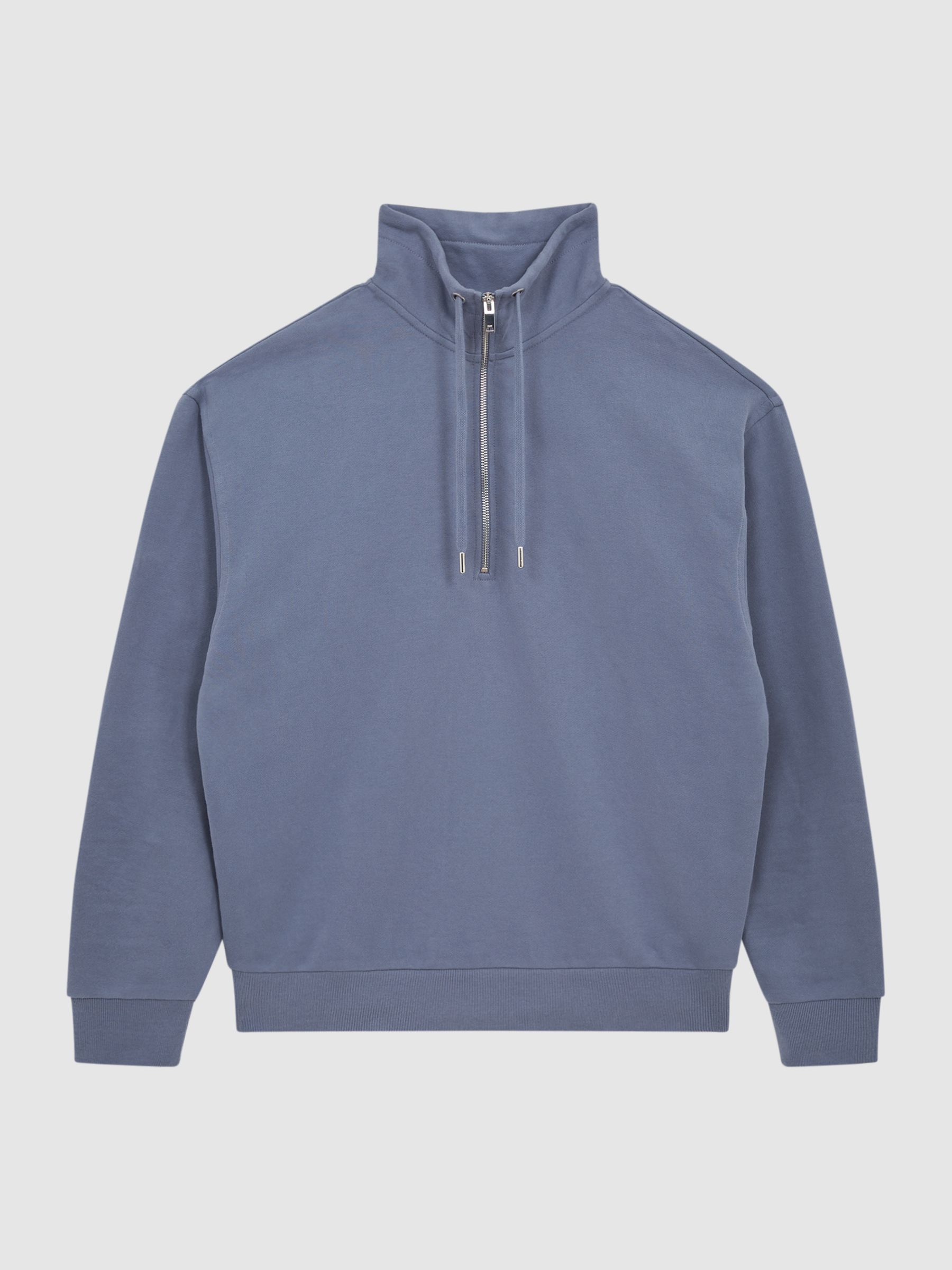 Half Zip Funnel Neck Jersey Sweatshirt in Ashley Blue - Image 2 of 5