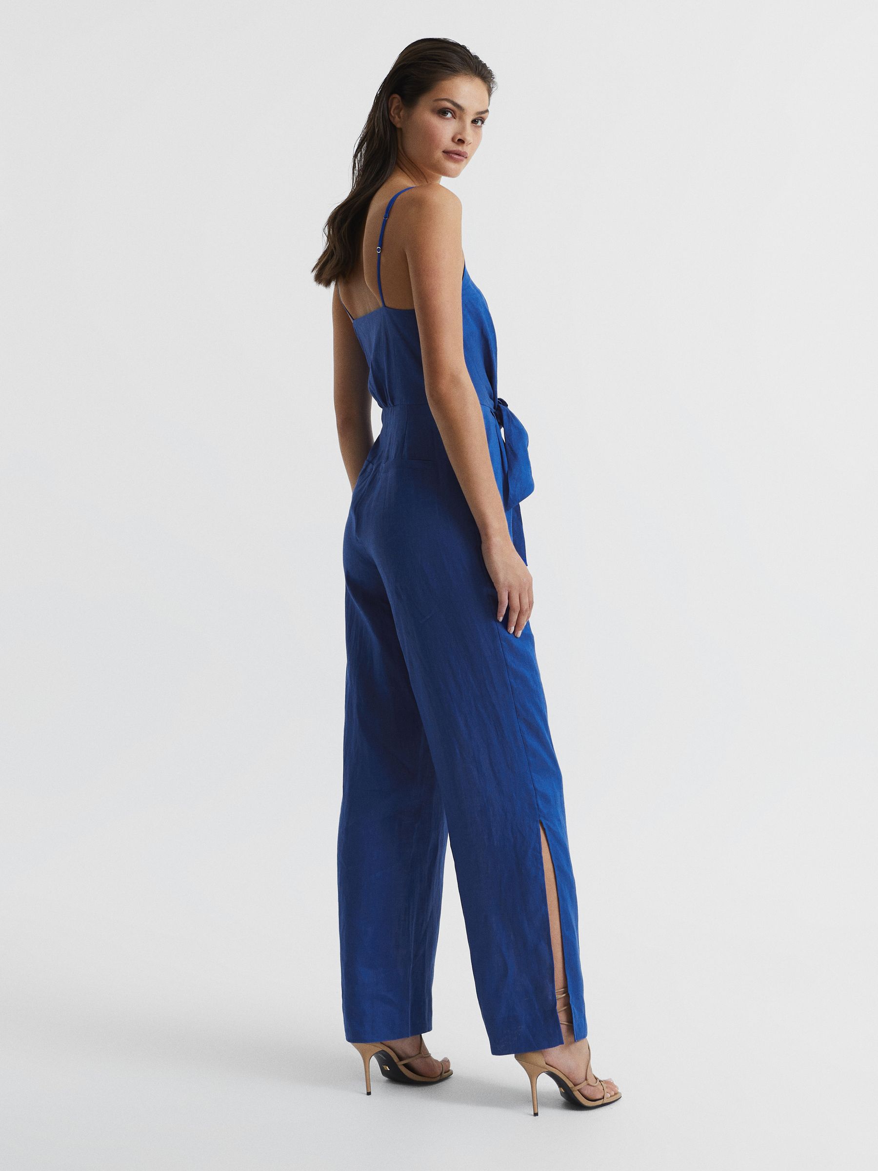 Linen Jumpsuit in Bright Blue - Image 5 of 7