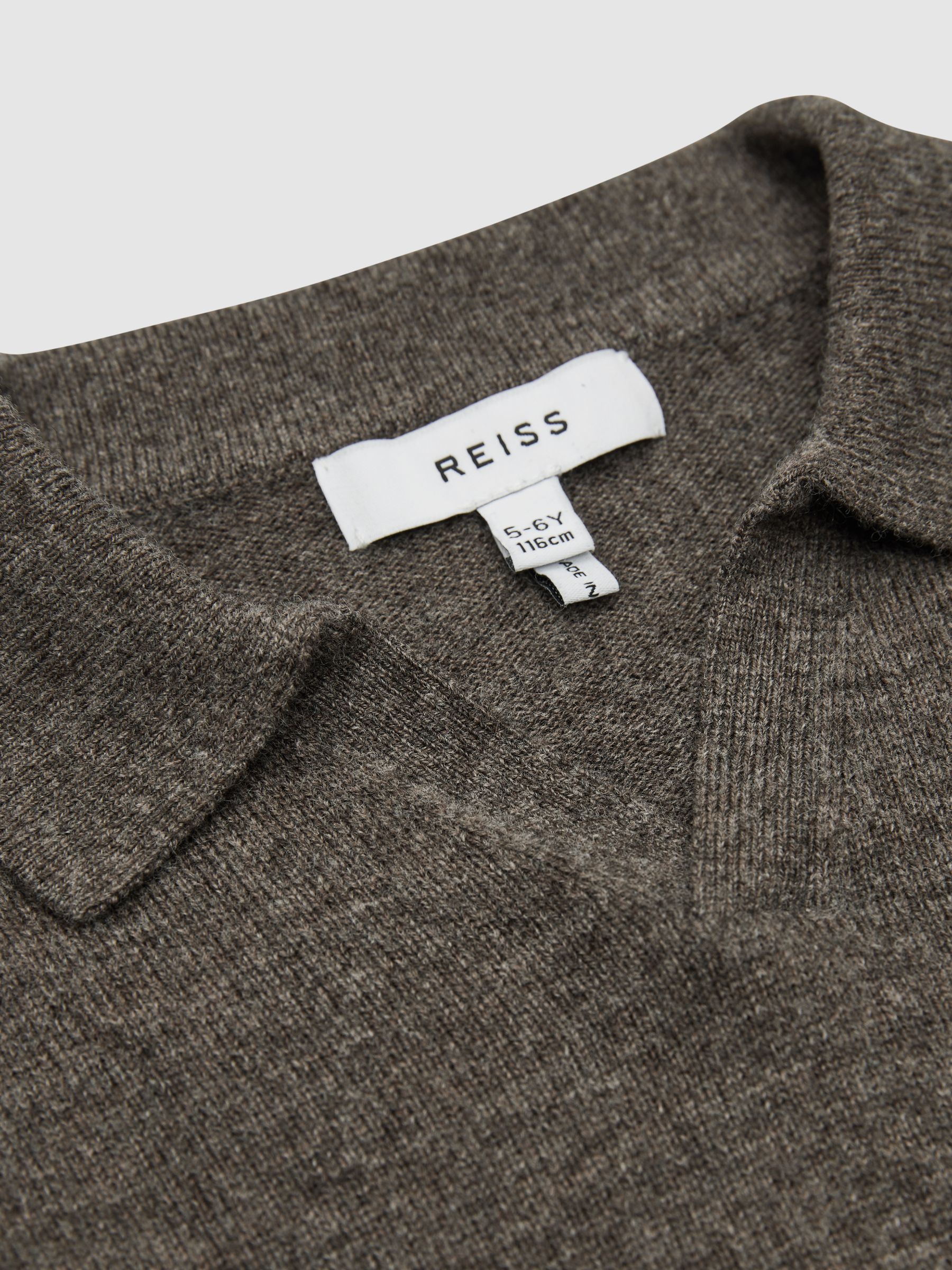 Senior Wool-Cashmere Blend Open Collar Polo in Mouse Melange - Image 6 of 6