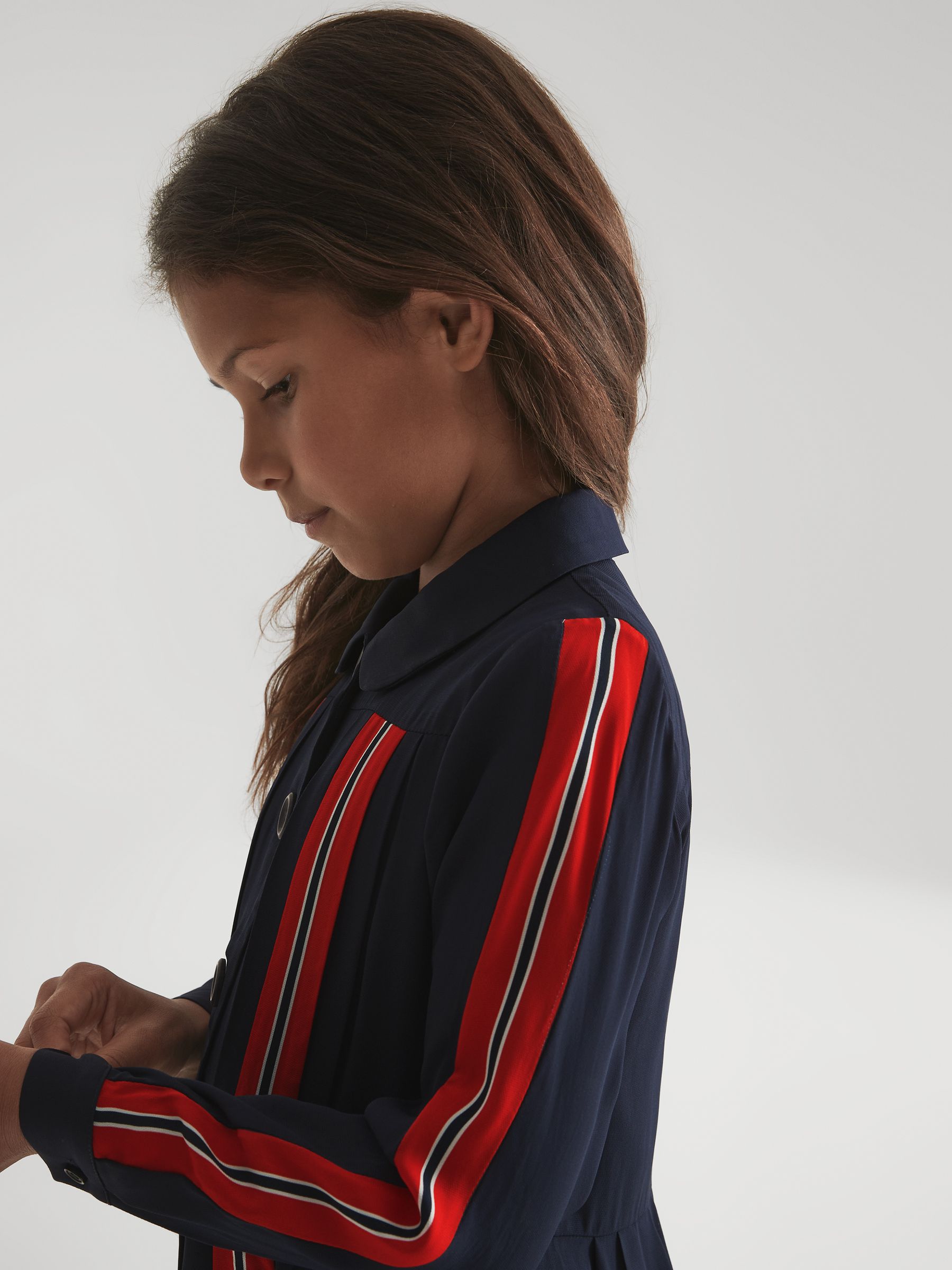 Senior Long Sleeve Button Front Dress in Navy - Image 6 of 6