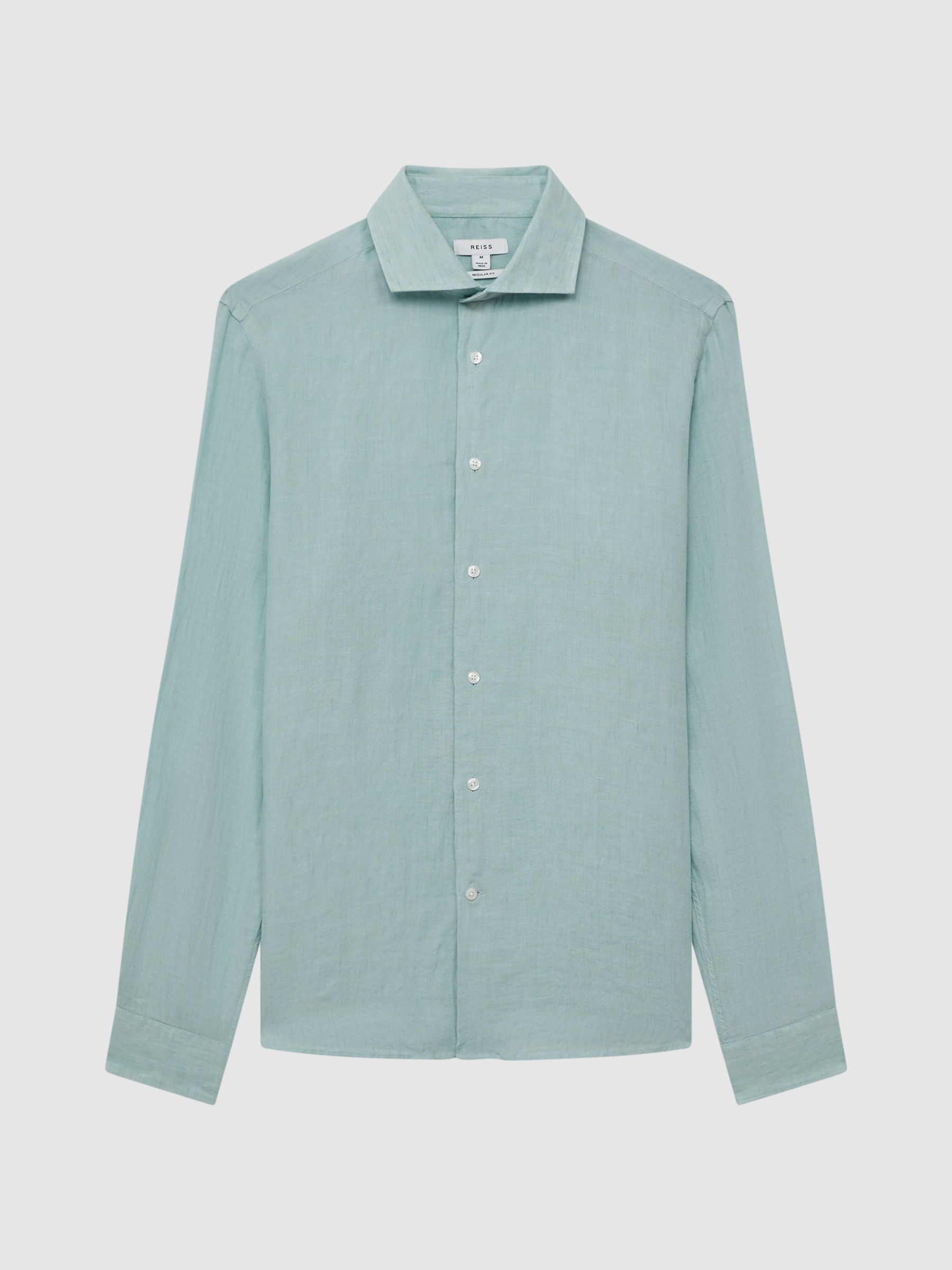Linen Long Sleeve Shirt in Aquamarine - Image 2 of 6