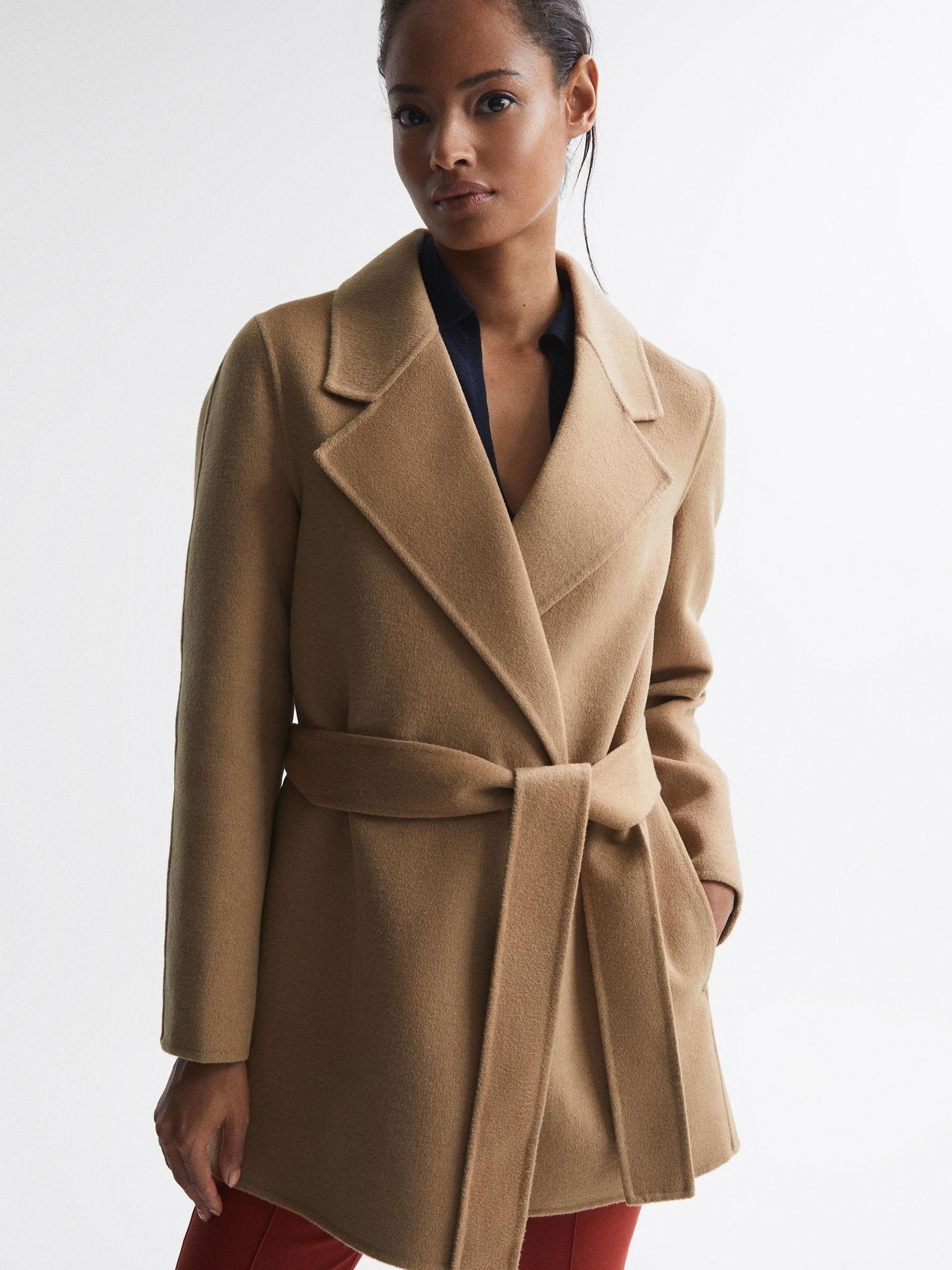 Belted Blindseam Short Coat in Camel - Image 1 of 6