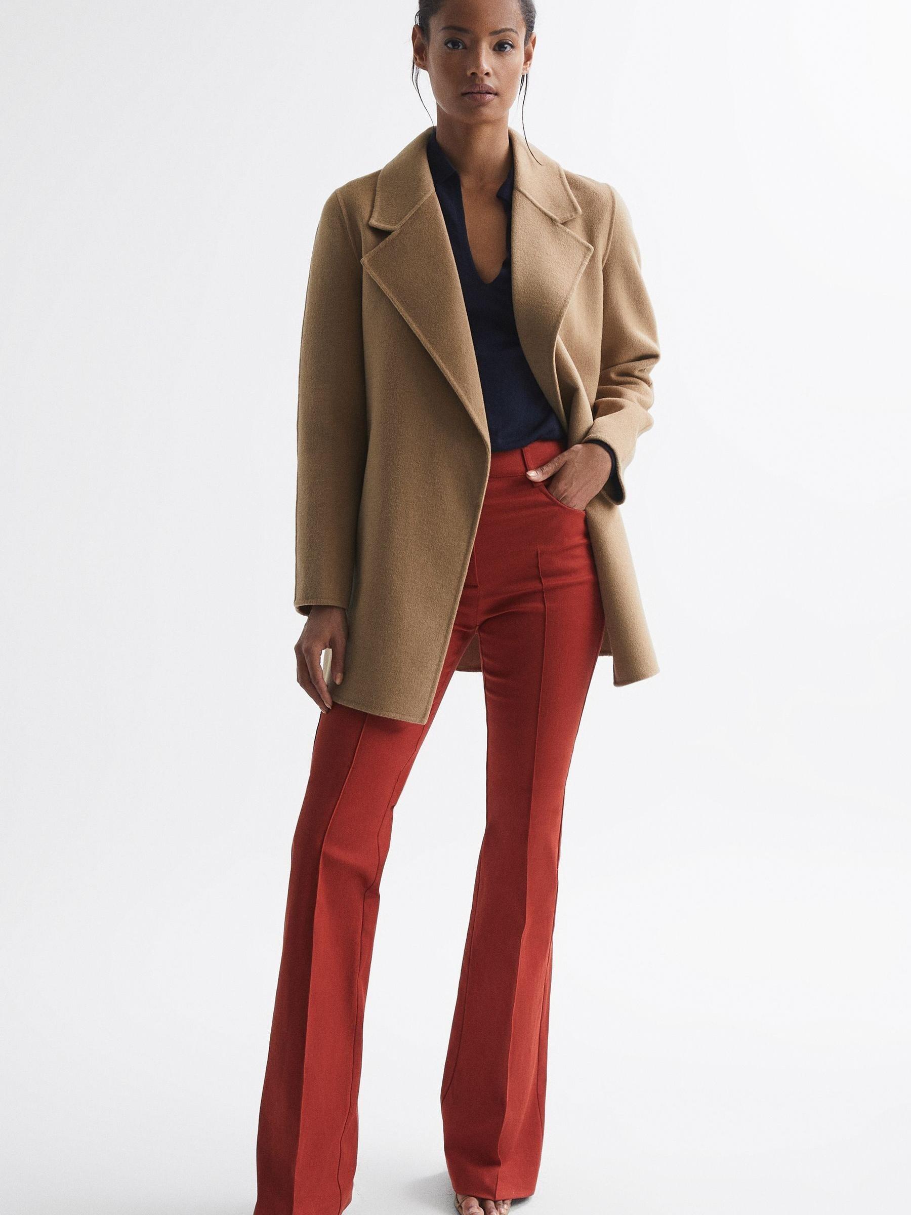 Belted Blindseam Short Coat in Camel - Image 3 of 6