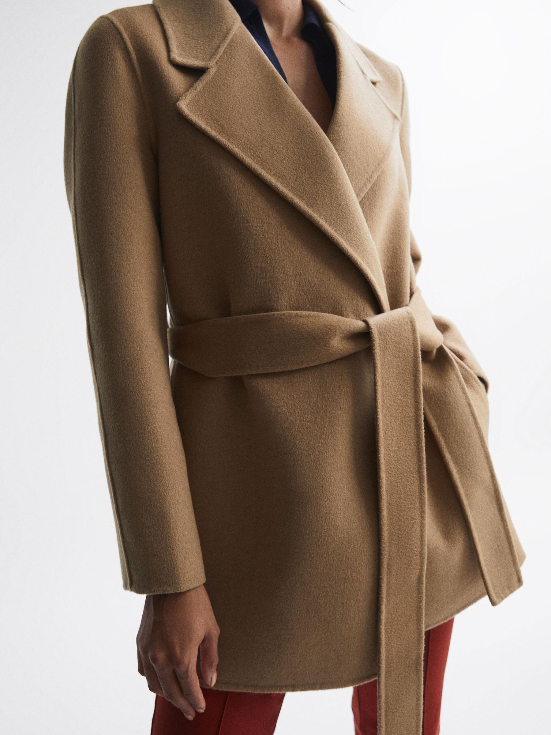 Belted Blindseam Short Coat in Camel - Image 4 of 6