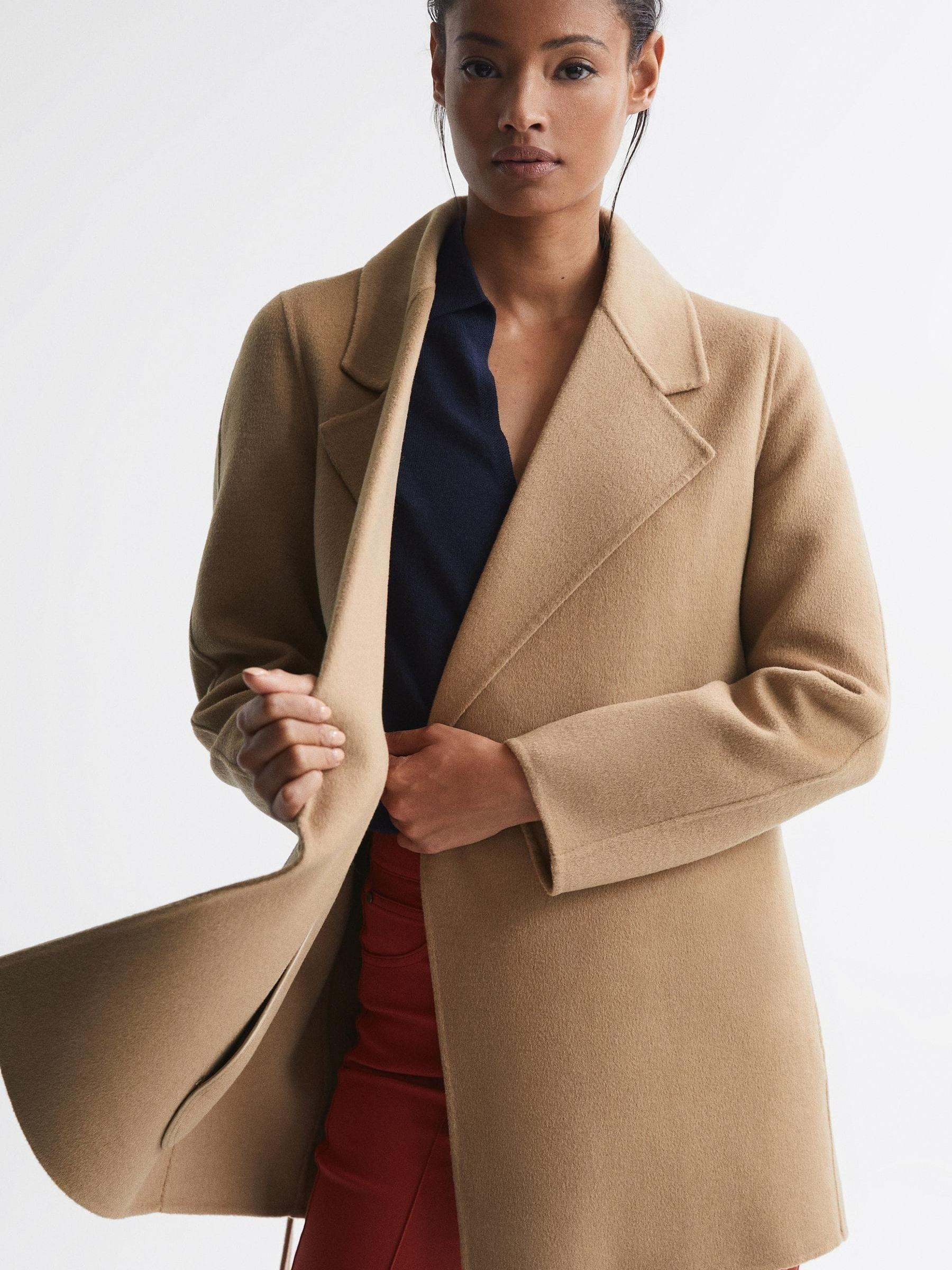 Belted Blindseam Short Coat in Camel - Image 6 of 6