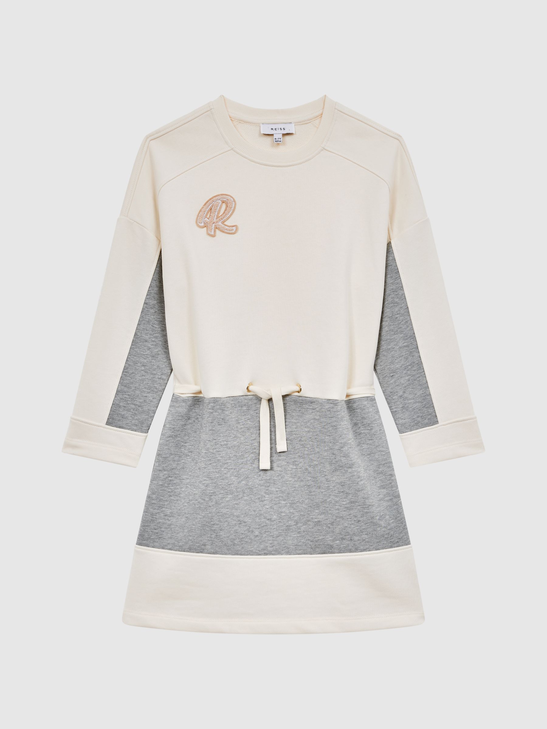 Senior Colourblock Sweater Dress in Pale Pink/Grey Marl - Image 2 of 7