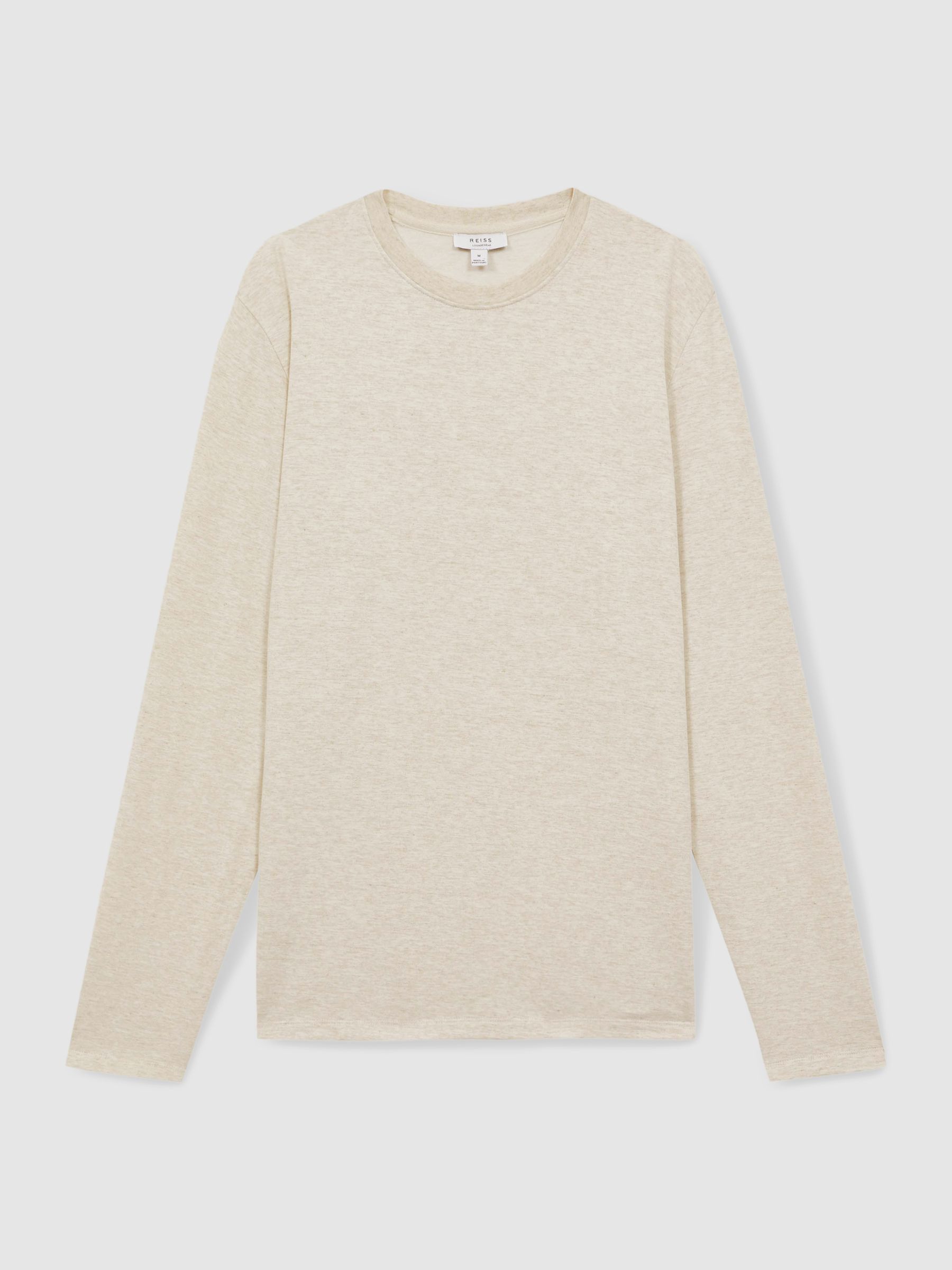 Crew Neck Fleece Lined Sweatshirt in Oatmeal Melange - Image 2 of 5