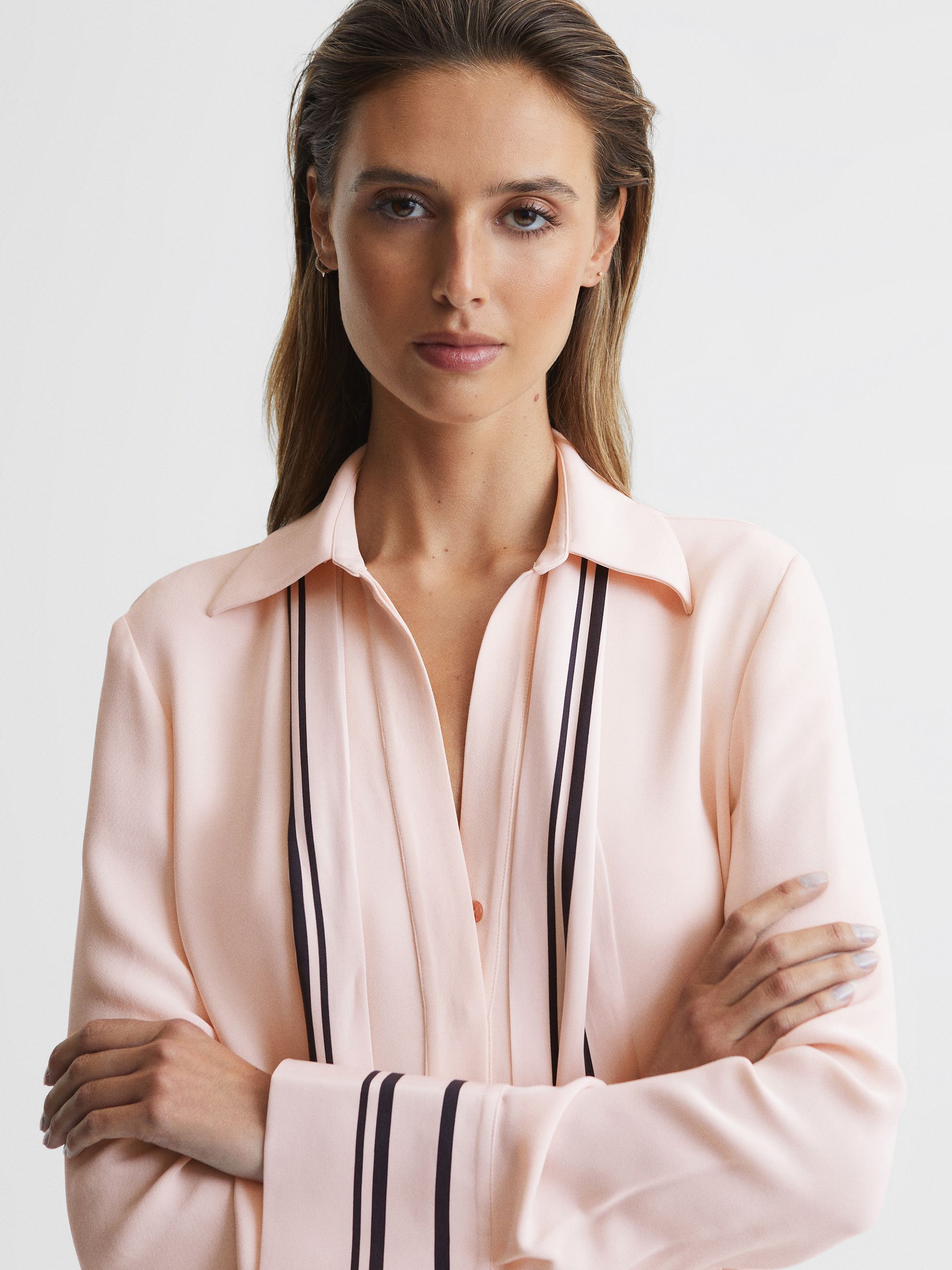 Stripe Detail Mini Dress in Nude - Image 4 of 7