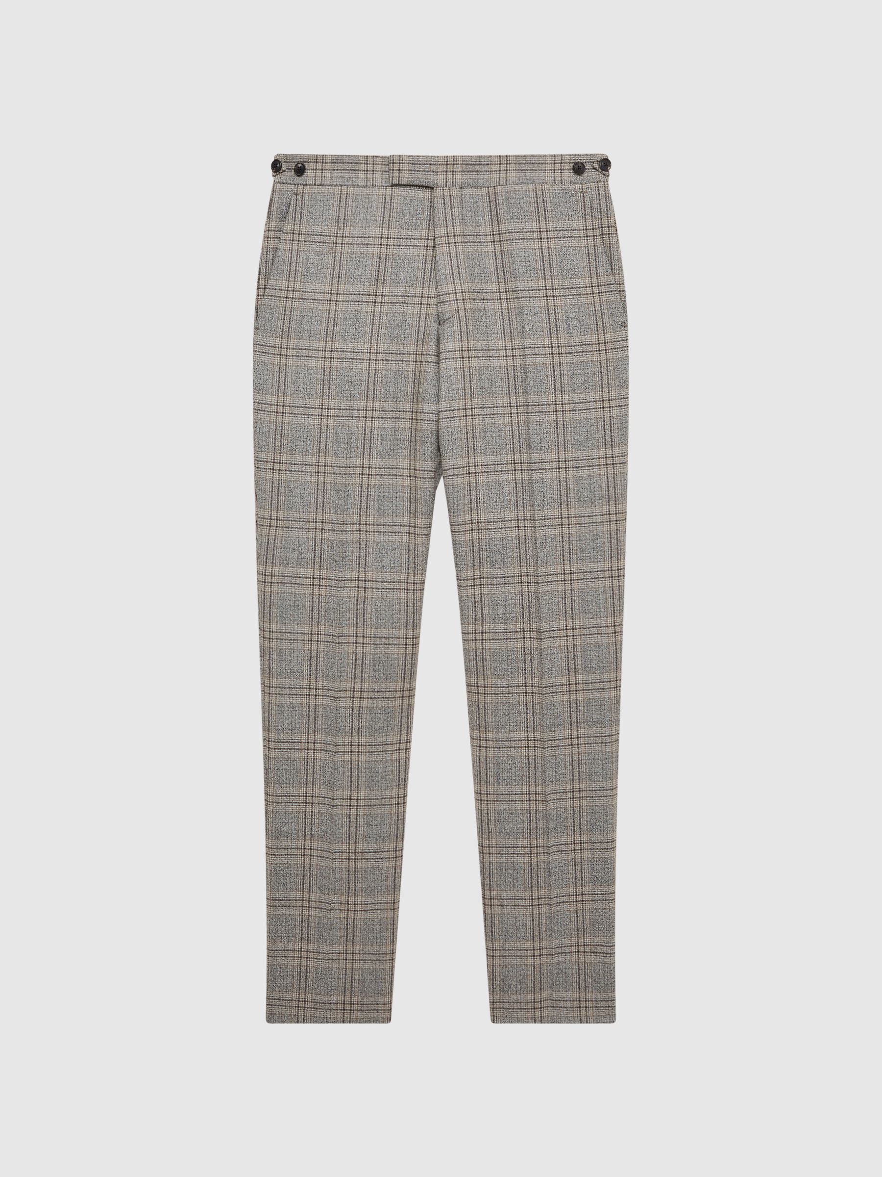 Rowhill T Oatmeal Slim Fit Wool Blend Checked Trousers - Image 2 of 6