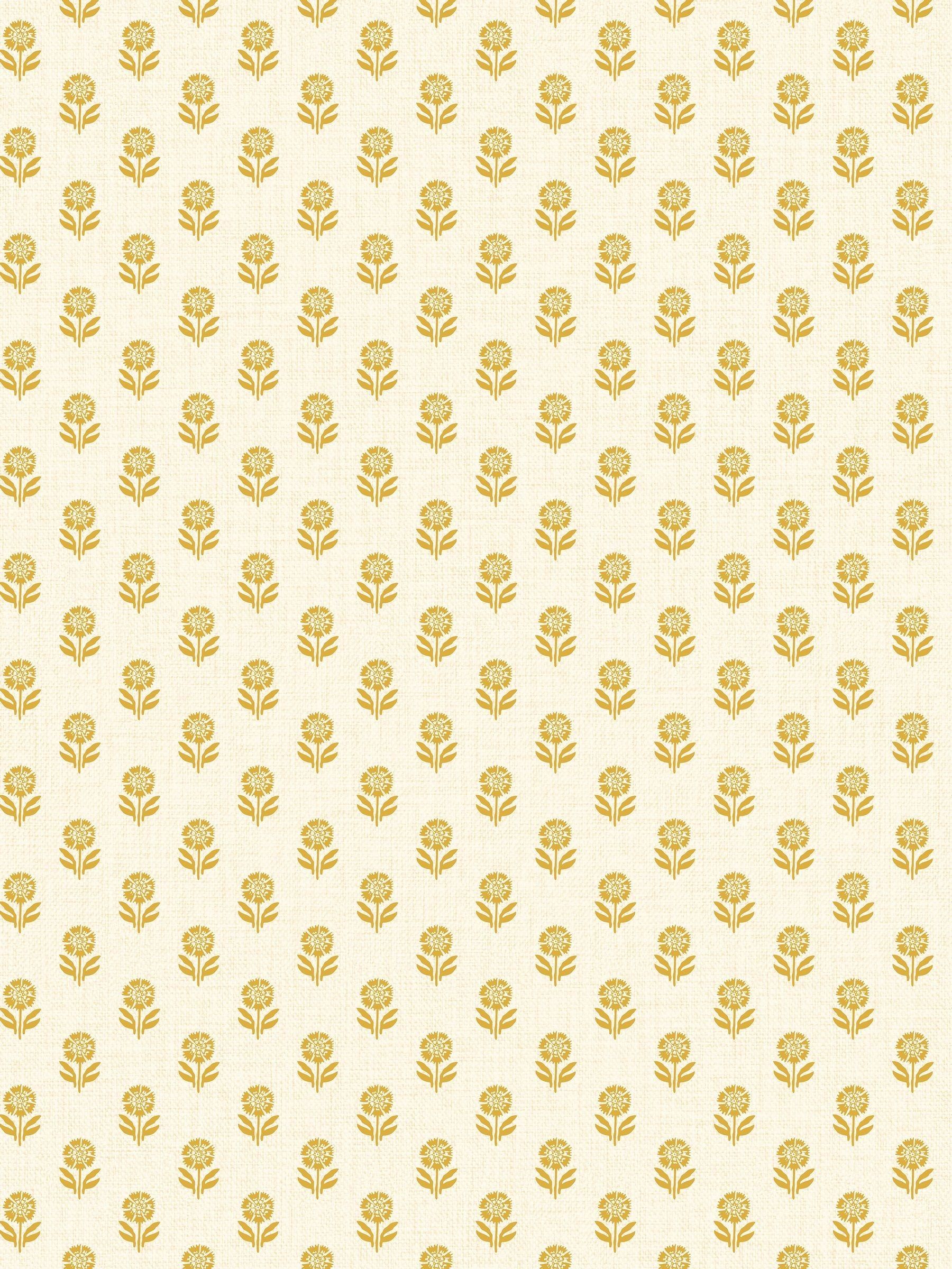 Cream Yellow Woodblock Floral 10M Wallpaper - Image 4 of 5