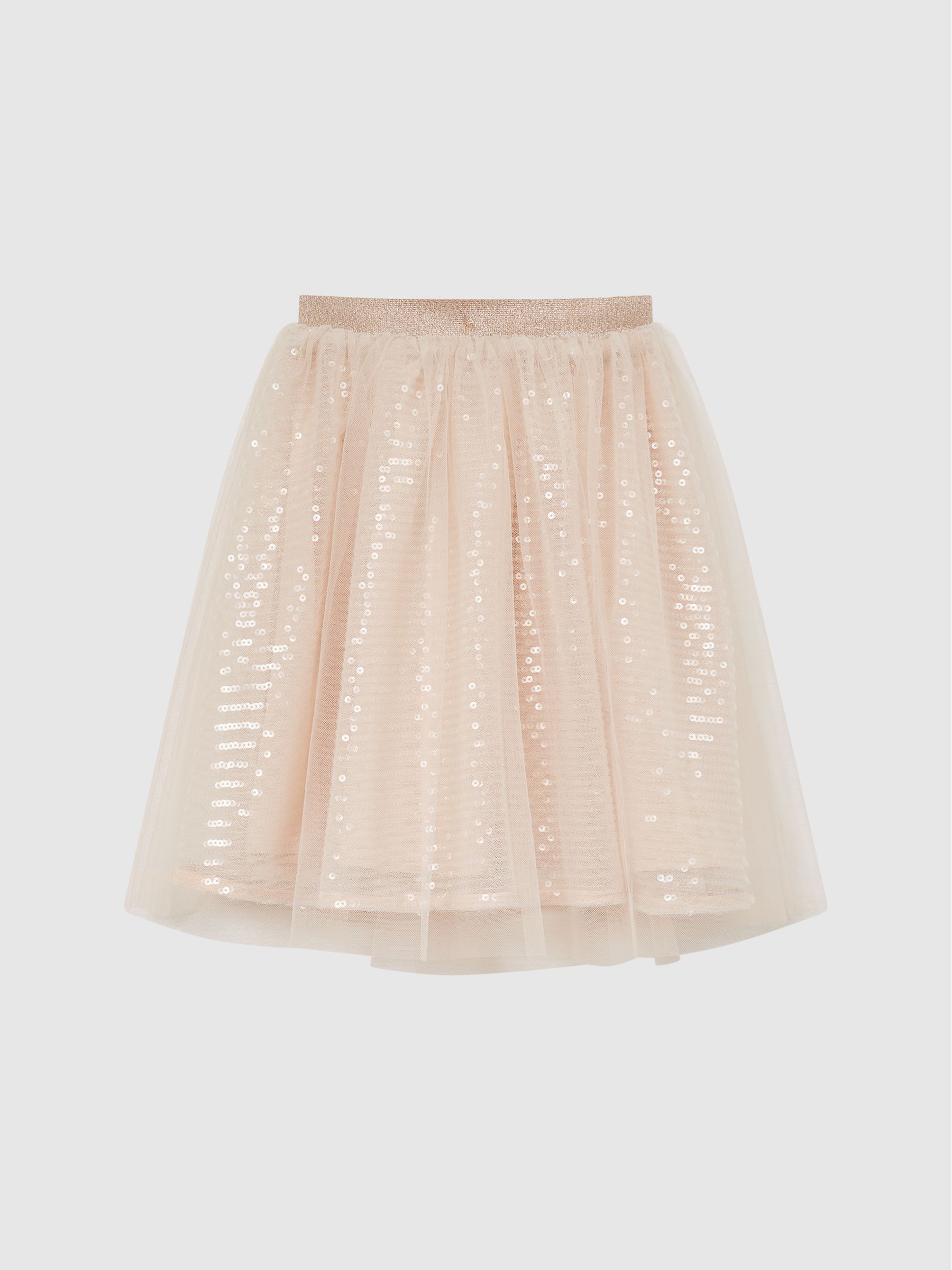 9-12 yrs Sequin Midi Skirt in Pale Pink - Image 2 of 6