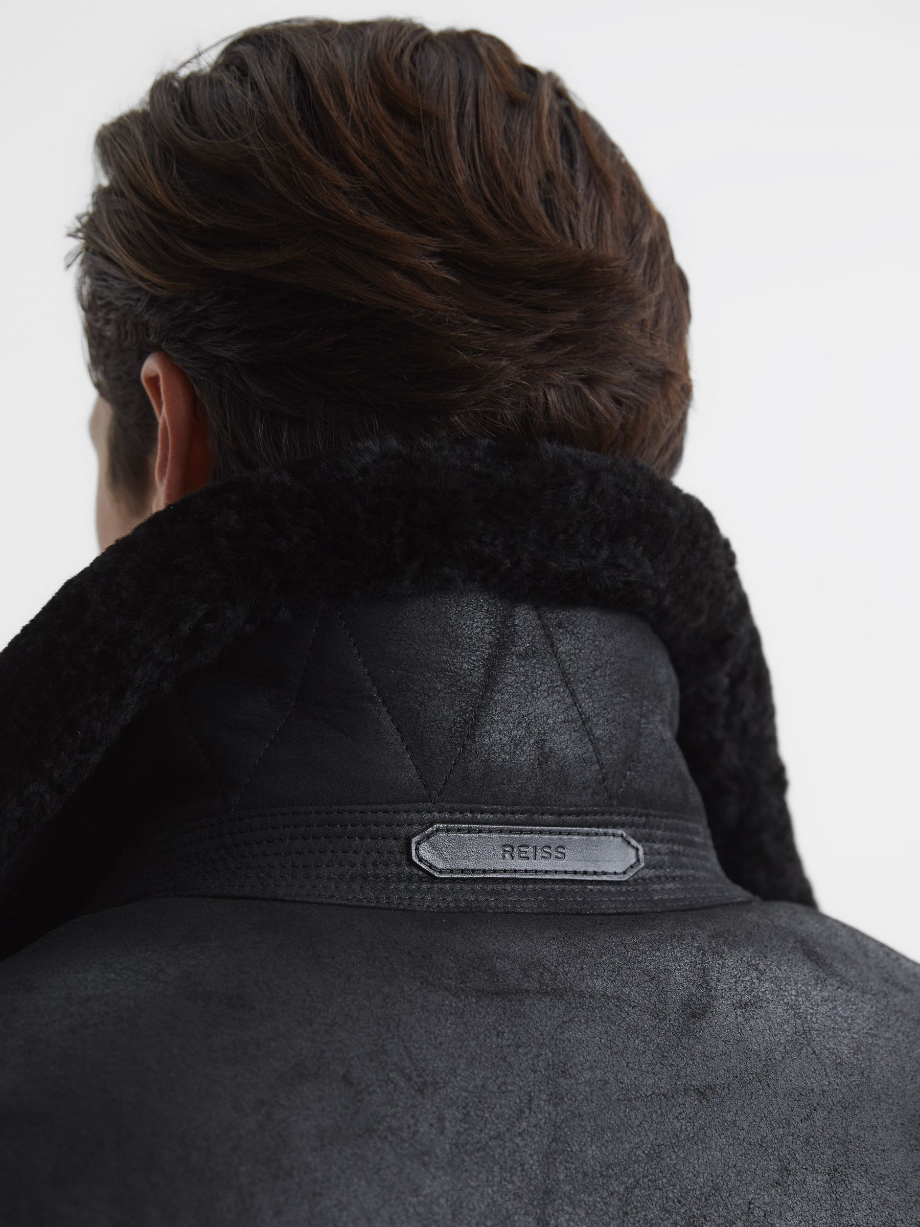 Sherpa Suede Jacket in Black - Image 4 of 7