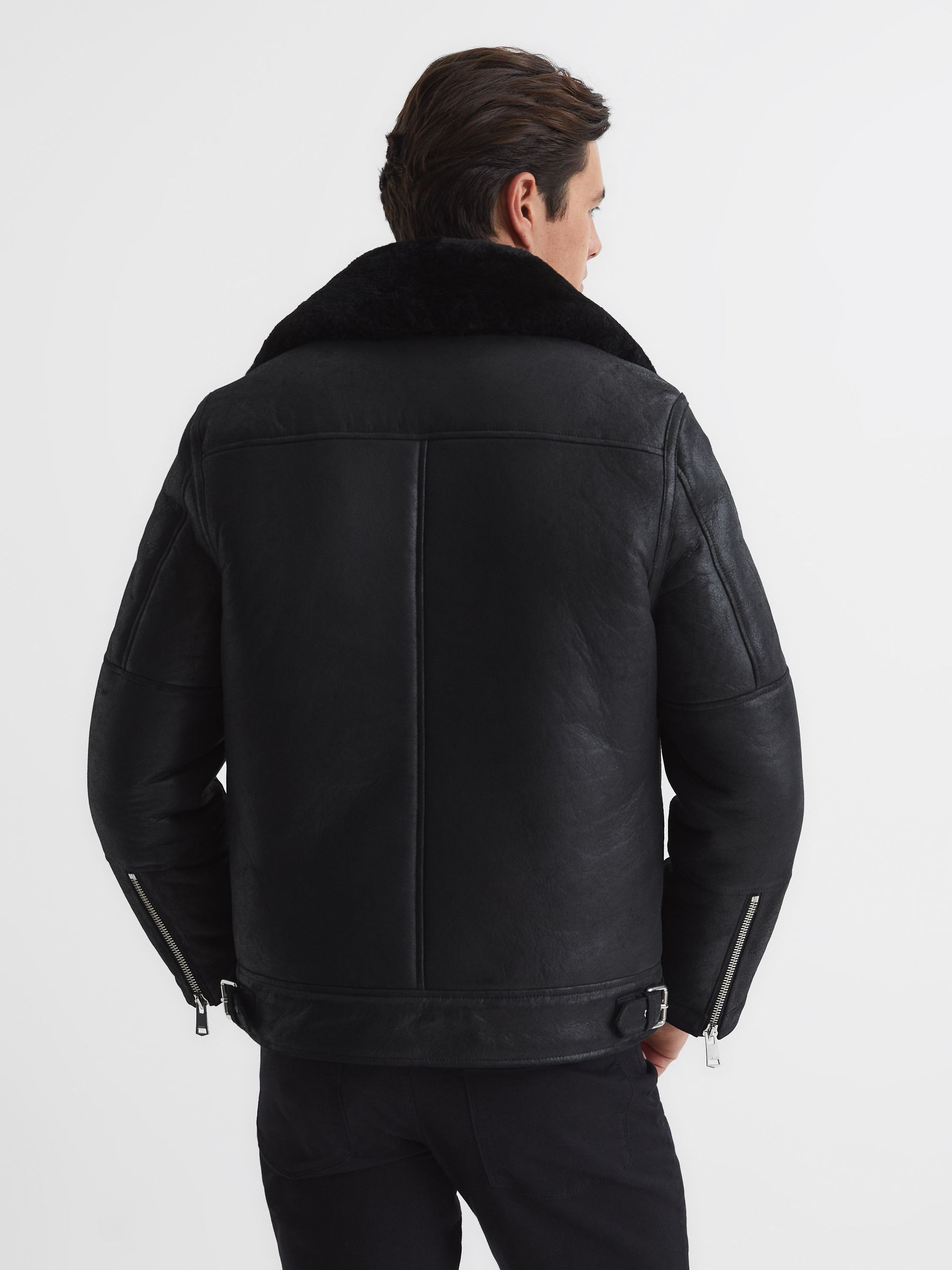 Sherpa Suede Jacket in Black - Image 5 of 7