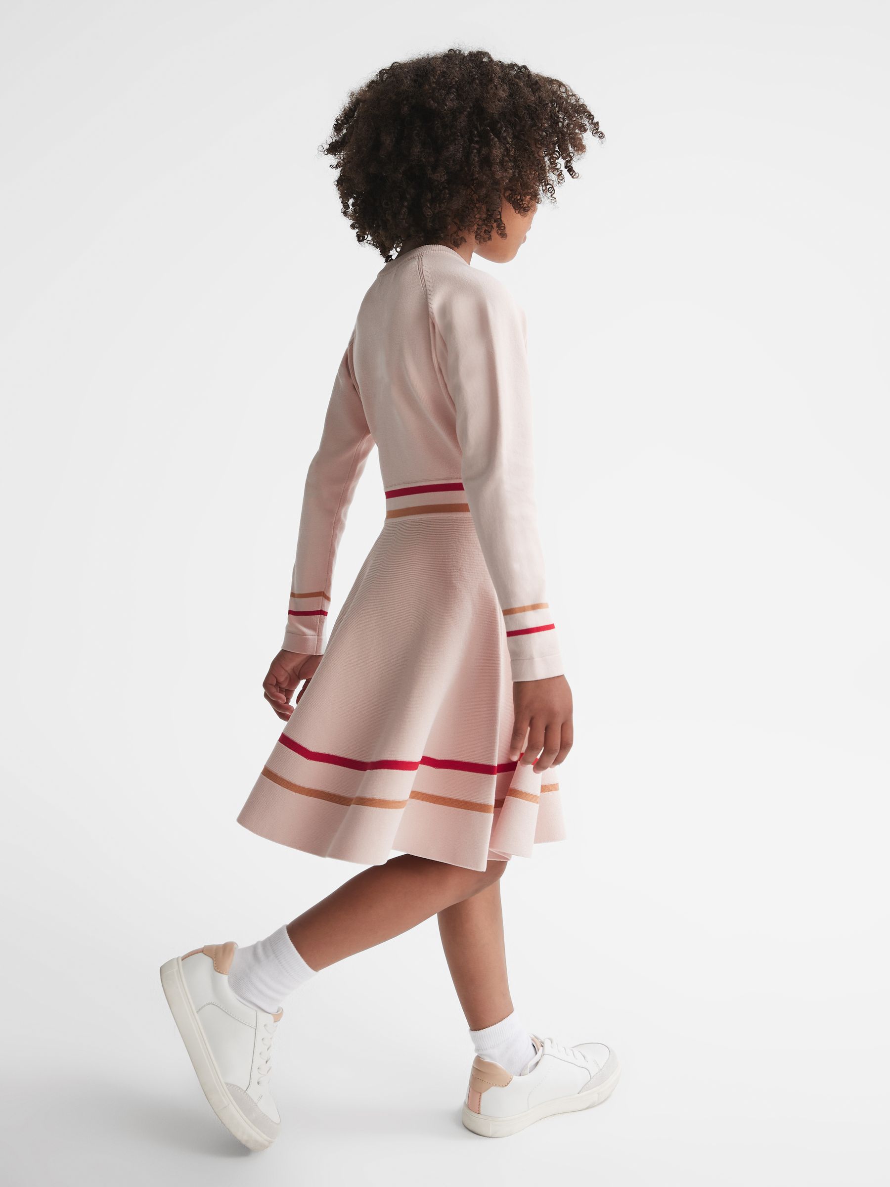 Knitted Striped Dress in Pink - Image 3 of 6