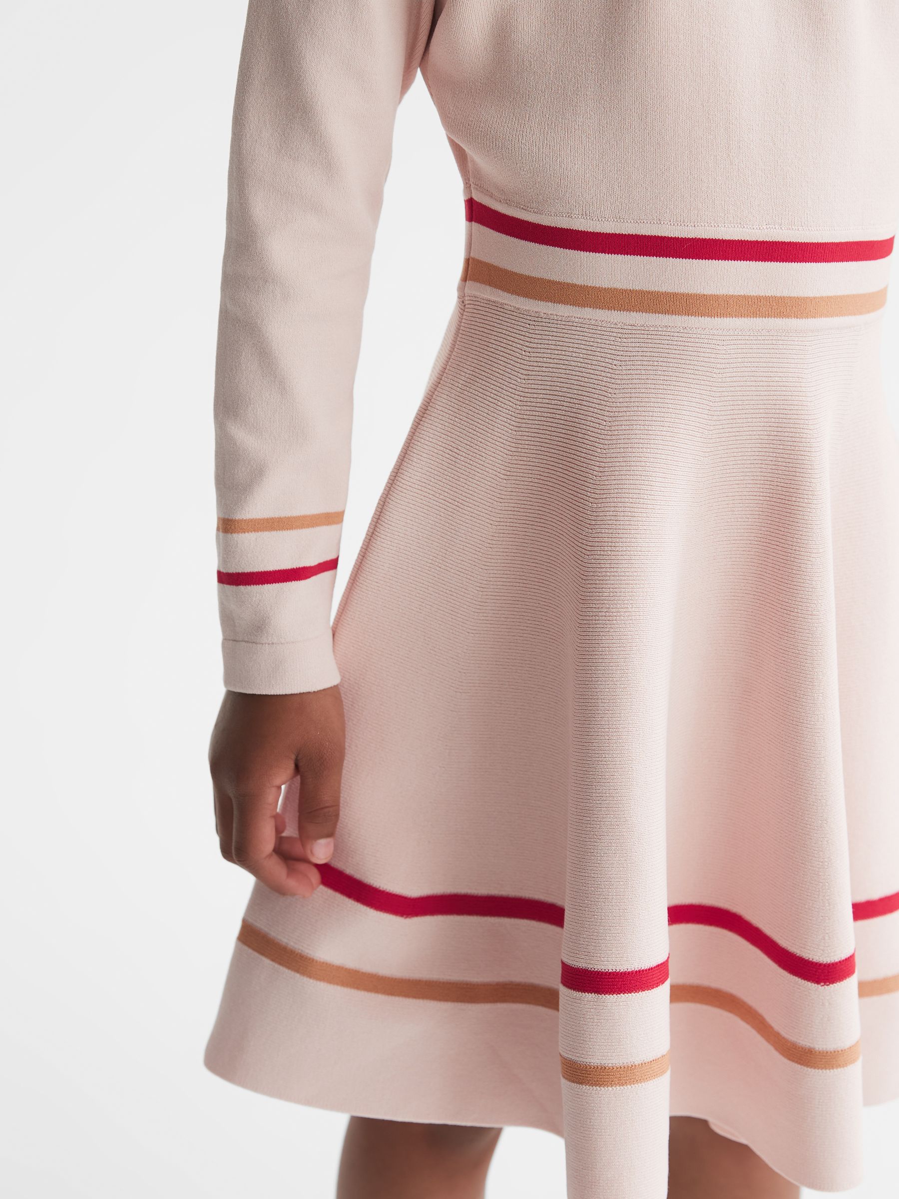 Knitted Striped Dress in Pink - Image 4 of 6