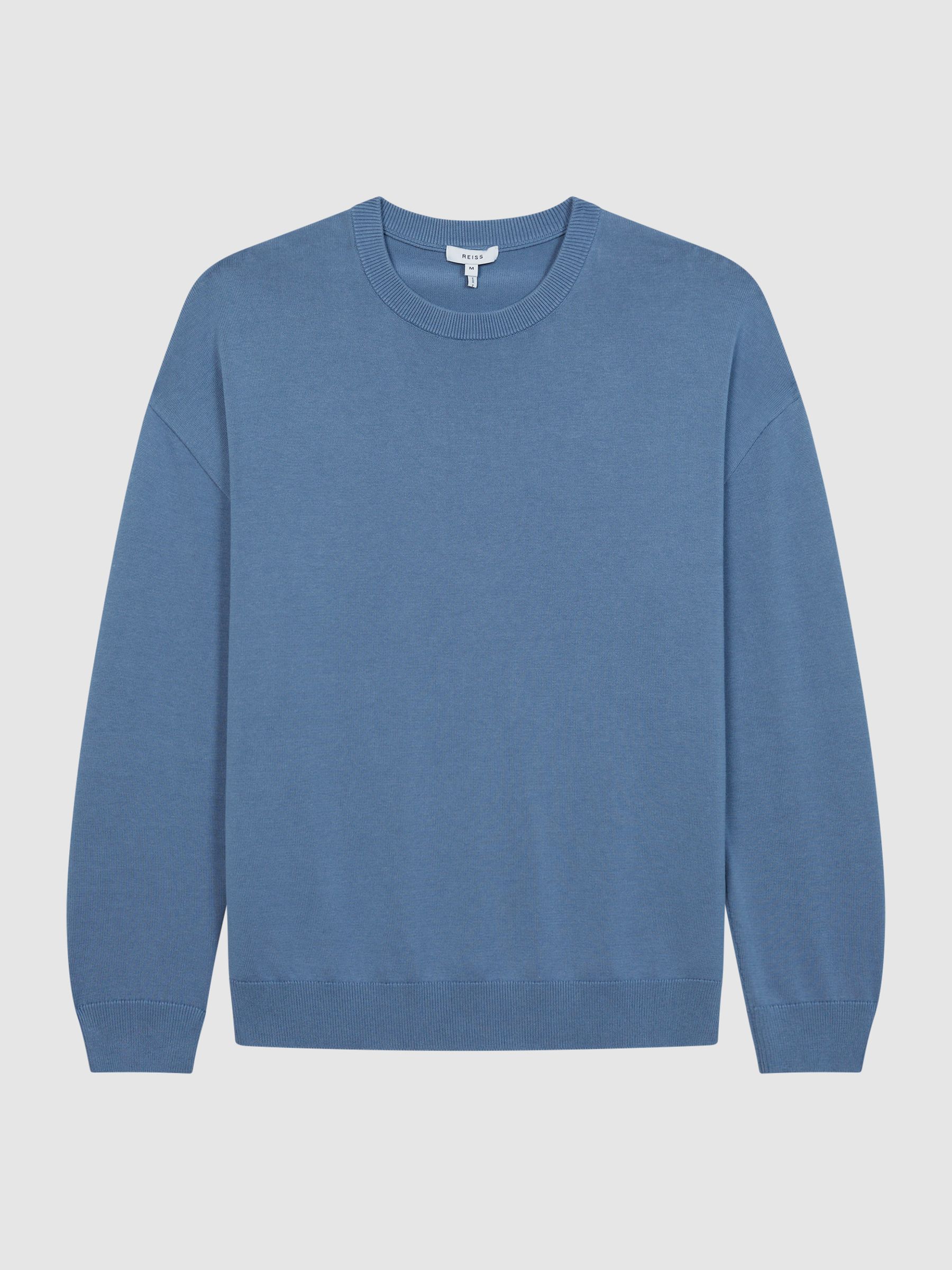 Drop Shoulder Crew Neck Jumper in Blue - Image 2 of 7