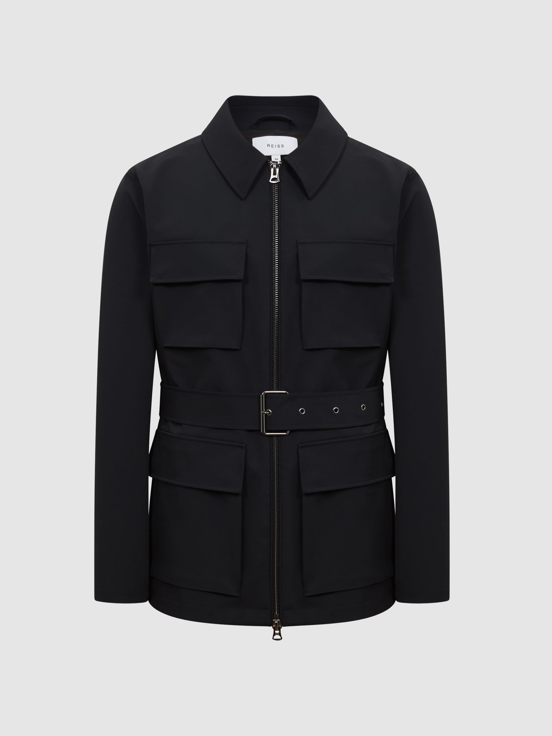 Zip Through Belted Jacket in Navy - Image 2 of 7