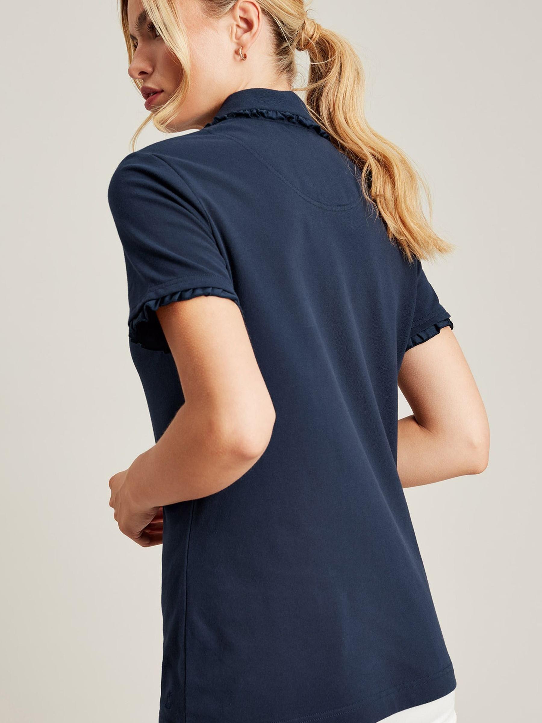 Rylie Blue Short Sleeve Frill Collared Polo Shirt - Image 2 of 6