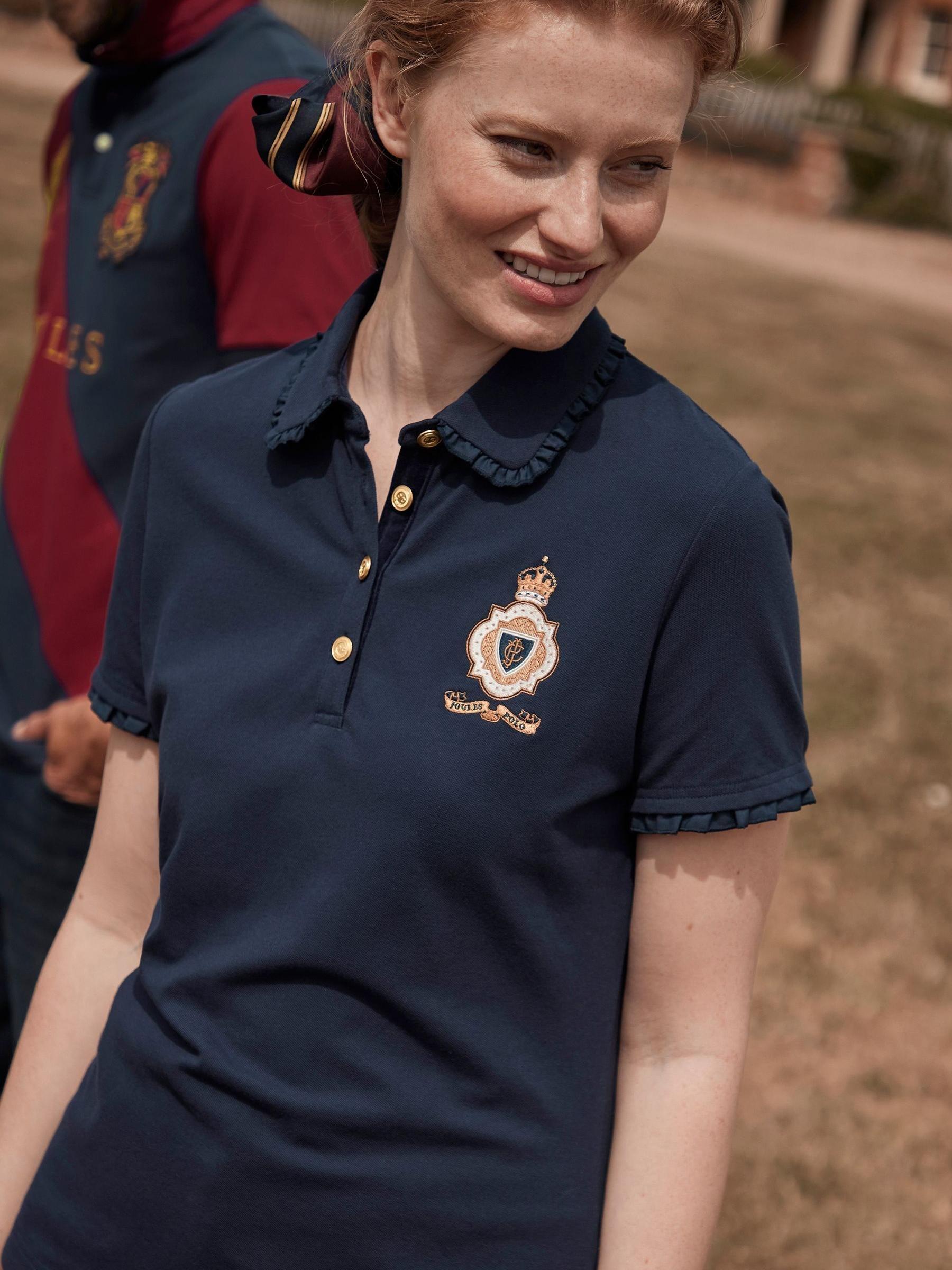 Rylie Blue Short Sleeve Frill Collared Polo Shirt - Image 6 of 6