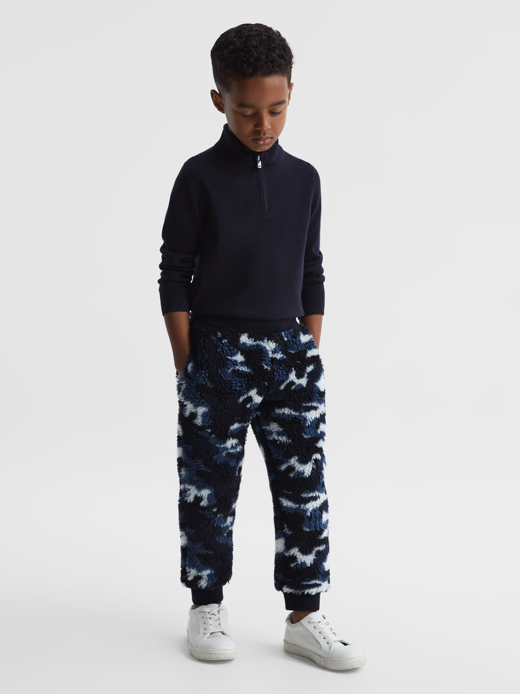 Camouflage Fleece Joggers in Blue Camo - Image 1 of 7