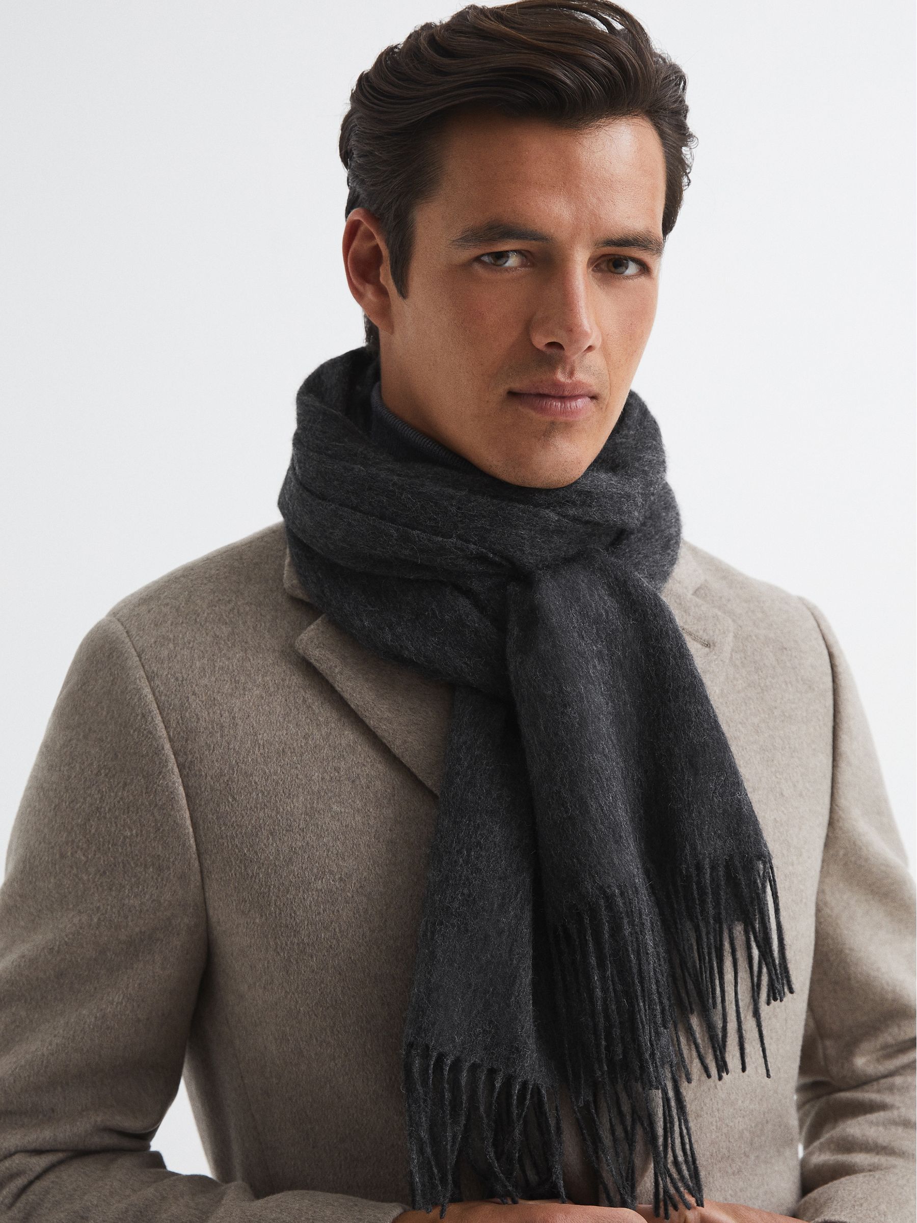 Wool and Cashmere Scarf in Charcoal - Image 1 of 4