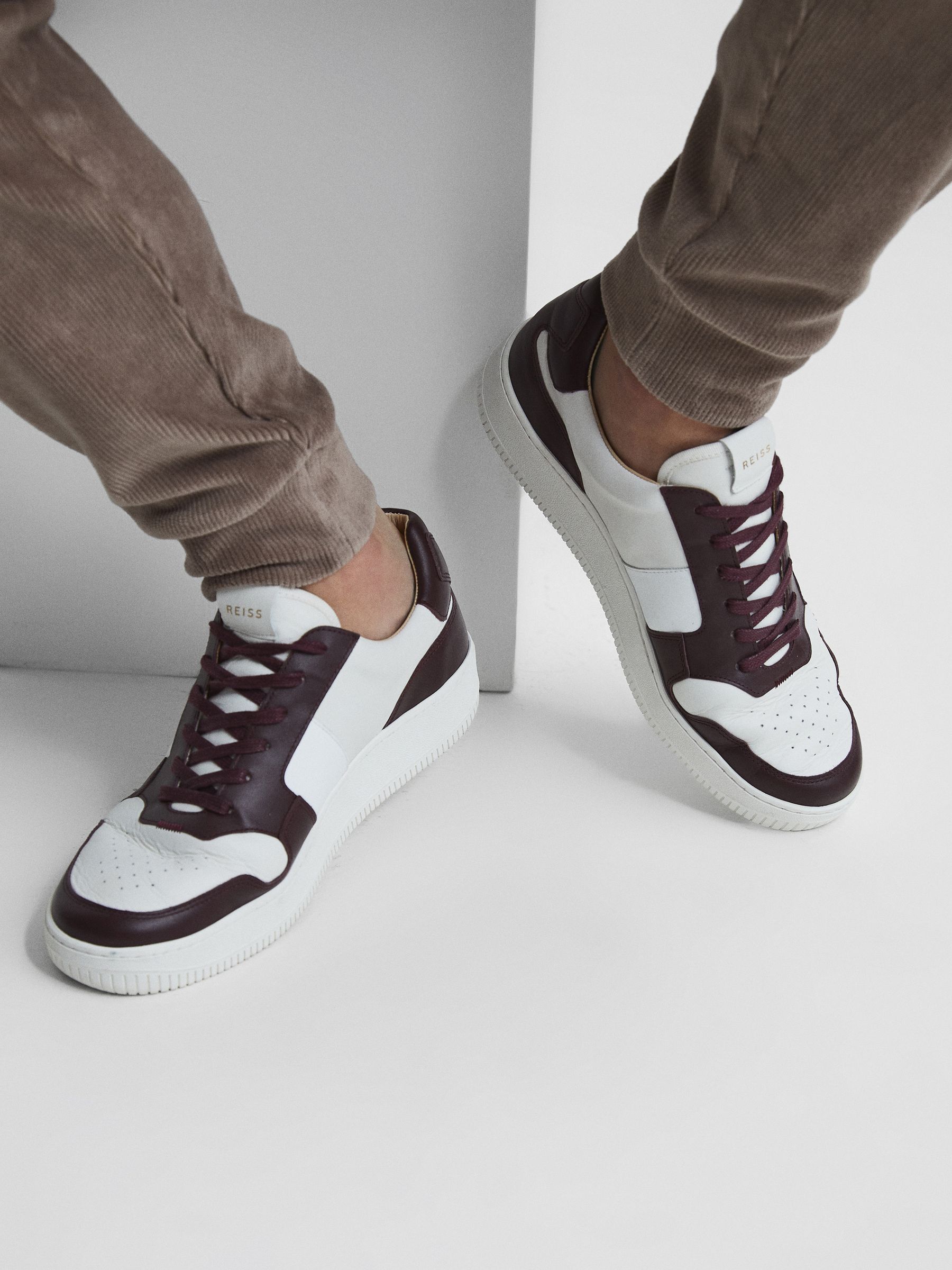 Low Top Leather Trainers in Bordeaux - Image 2 of 7 Low Top Leather Trainers in Bordeaux - Image 2 of 7