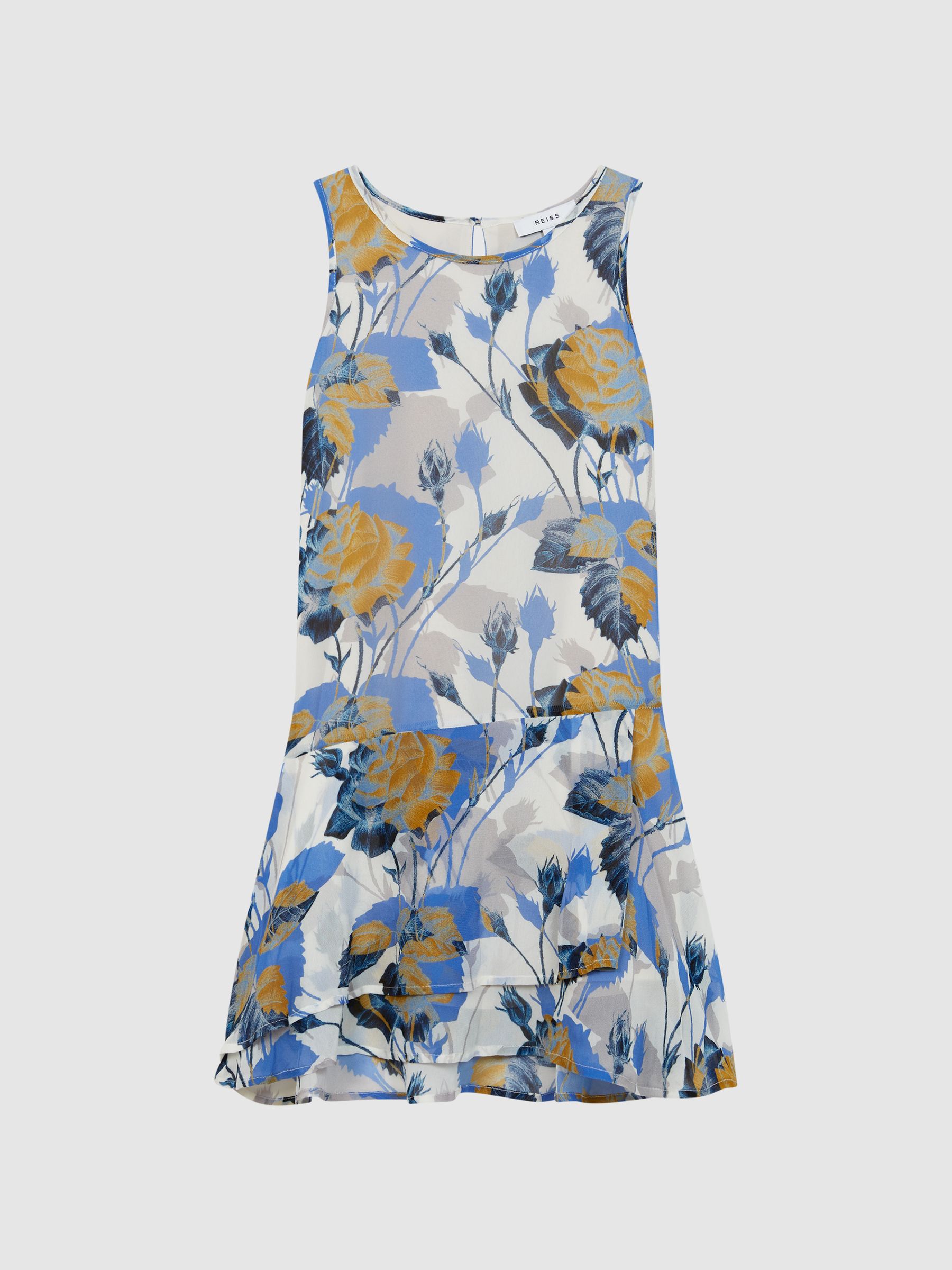 Senior Printed Dress With Crew Neck Jumper in Blue Print - Image 2 of 7 Senior Printed Dress With Crew Neck Jumper in Blue Print - Image 2 of 7