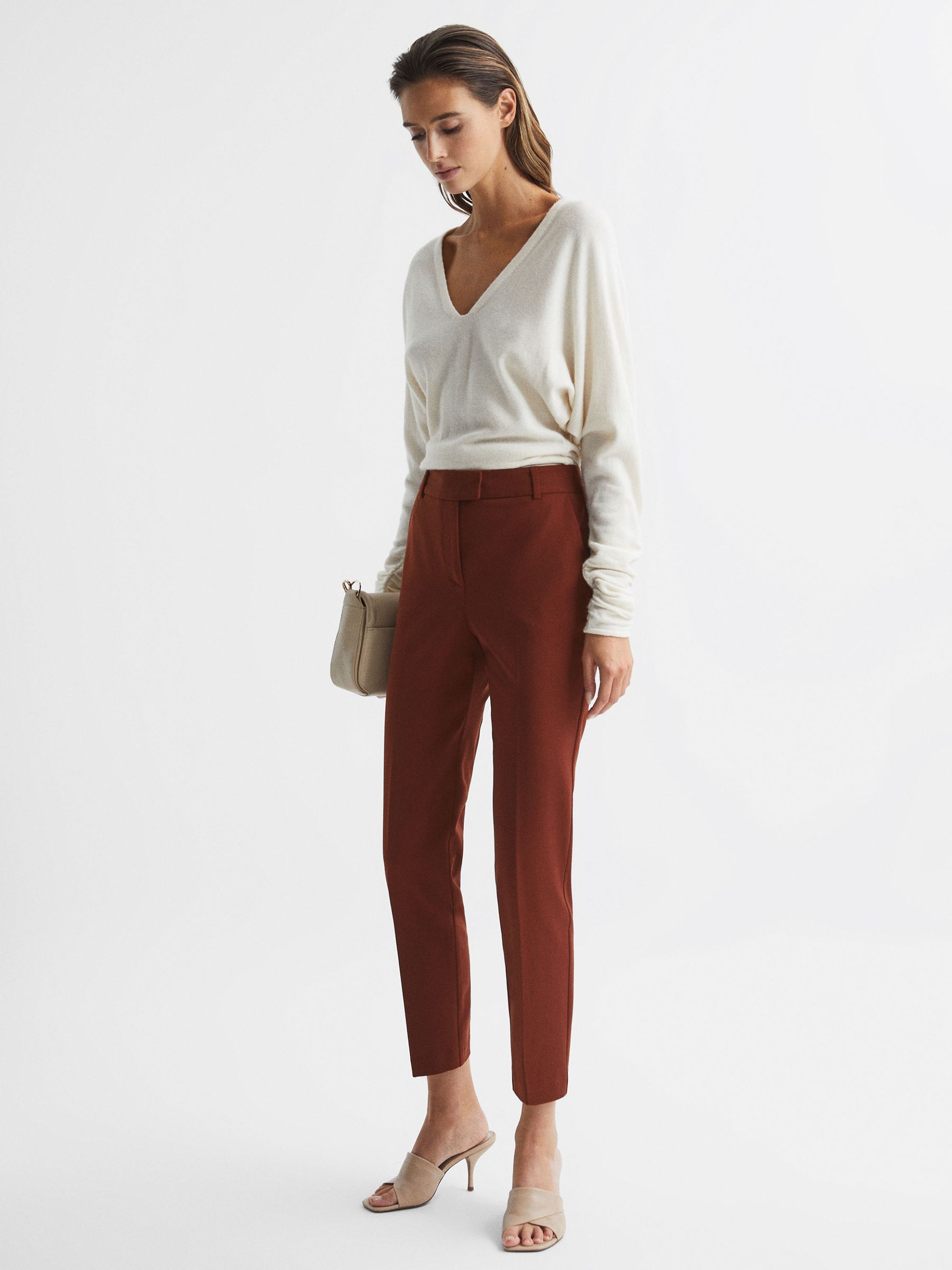 Slim Fit Tailored Trousers in Red - Image 1 of 6