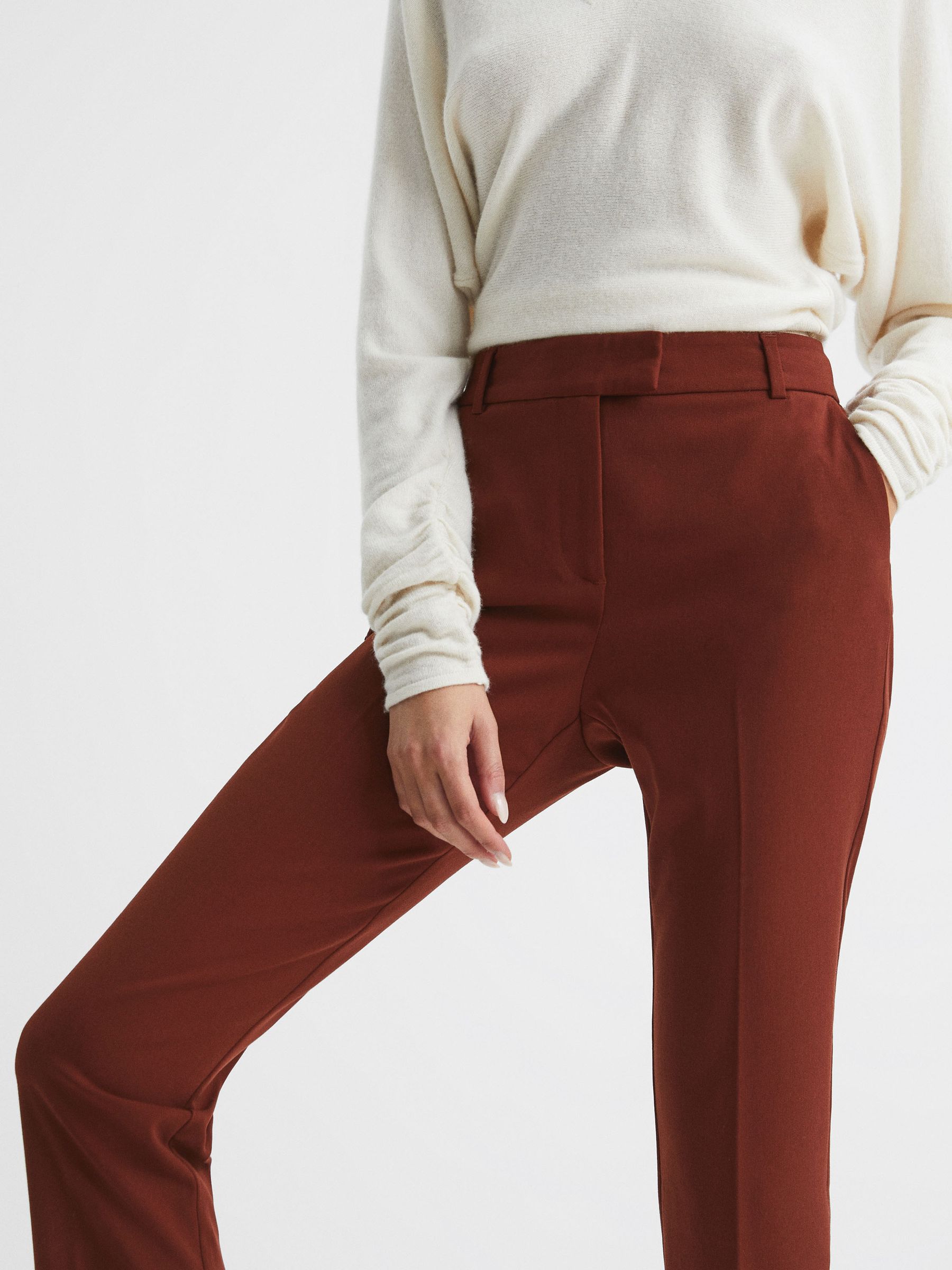 Slim Fit Tailored Trousers in Red - Image 4 of 6