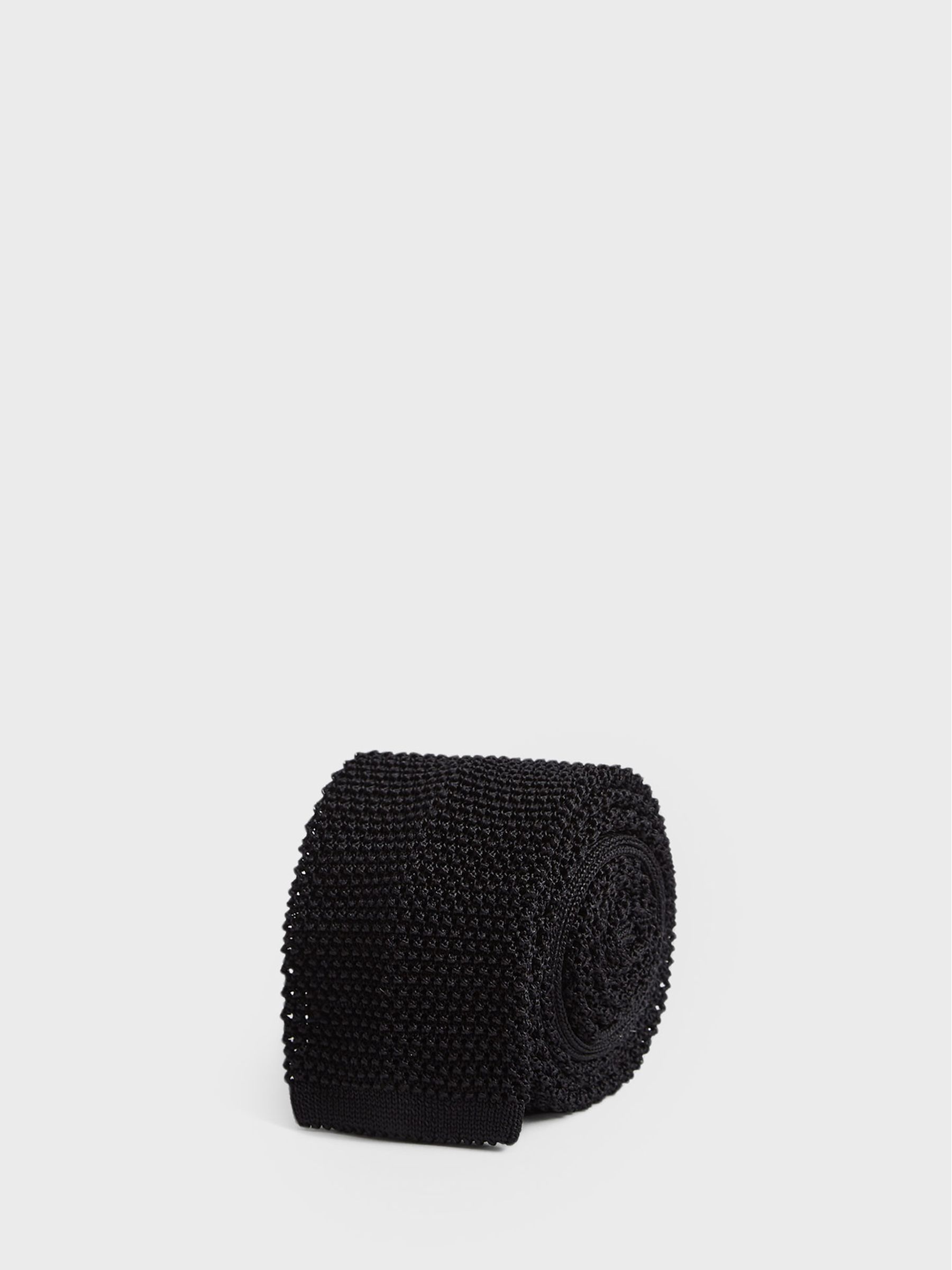 Knitted Silk Tie in Black - Image 1 of 4