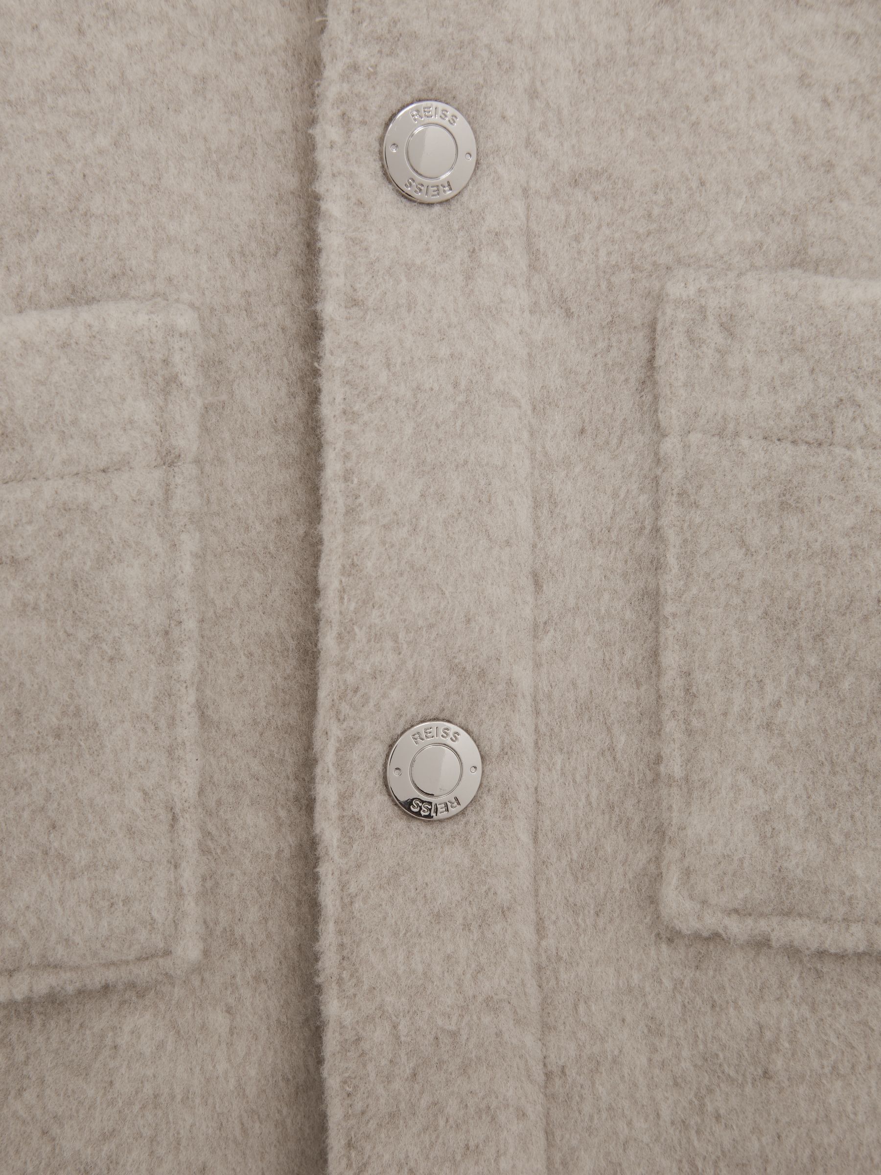 Junior Long Sleeve Press Stud Brushed Overshirt in Oatmeal - Image 7 of 7