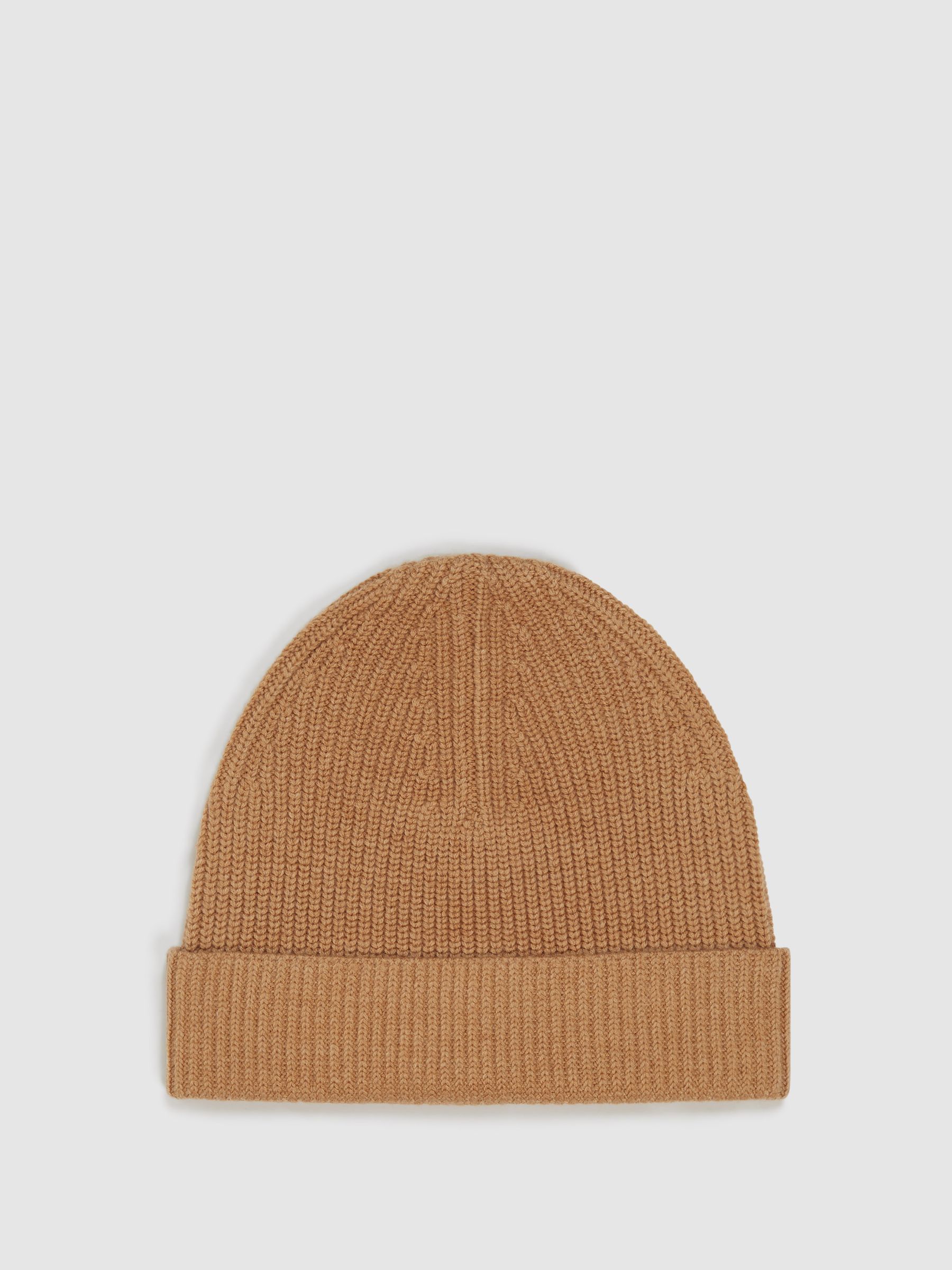 Wool Blend Beanie Hat in Camel - Image 1 of 4
