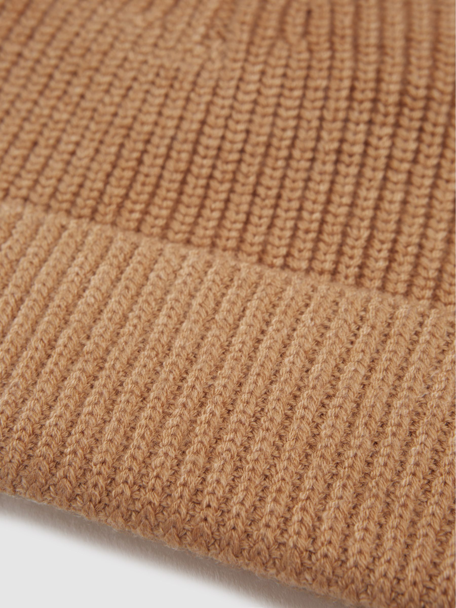 Wool Blend Beanie Hat in Camel - Image 4 of 4