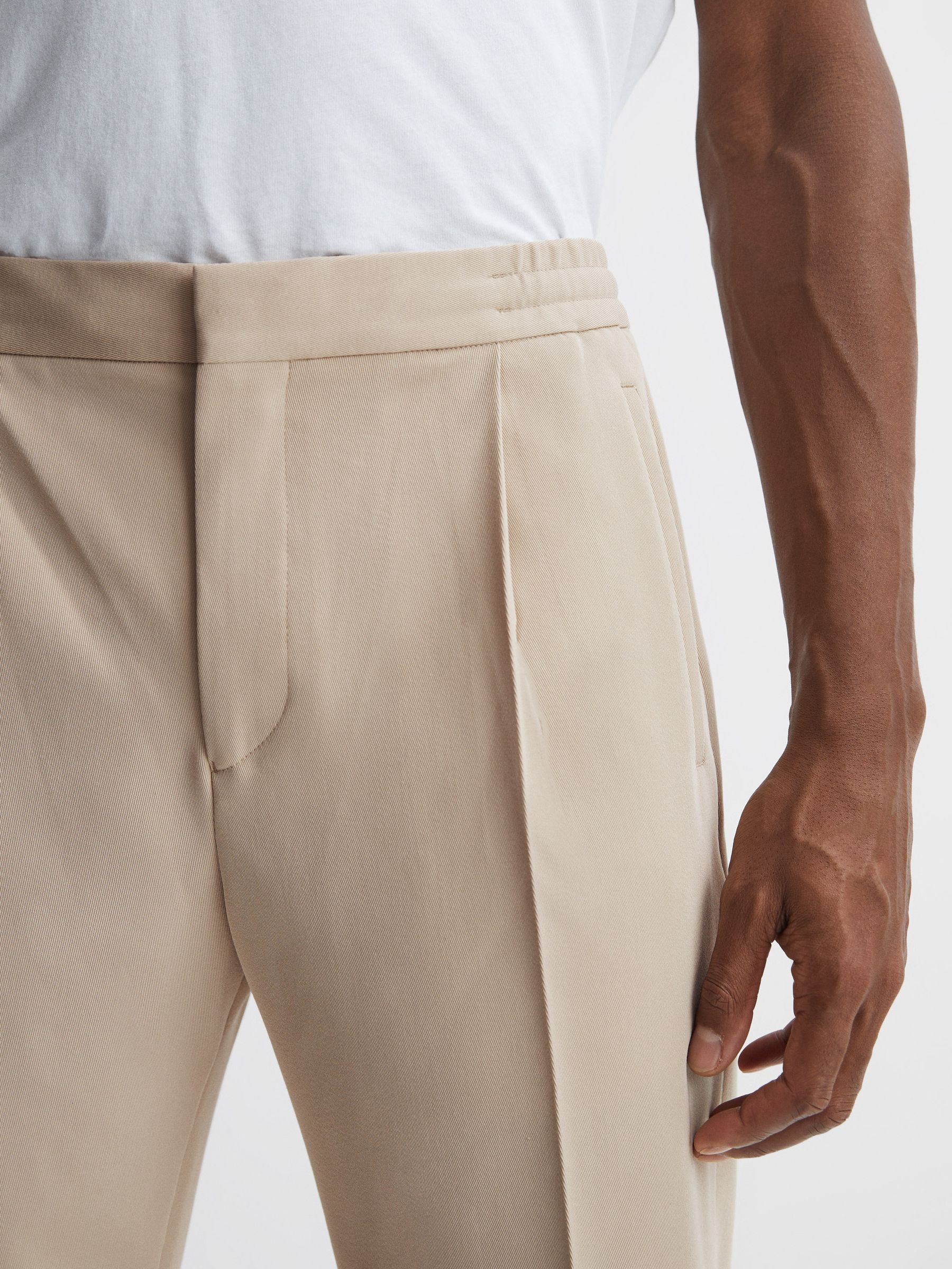 Cropped Drawstring Trousers in Stone - Image 4 of 6