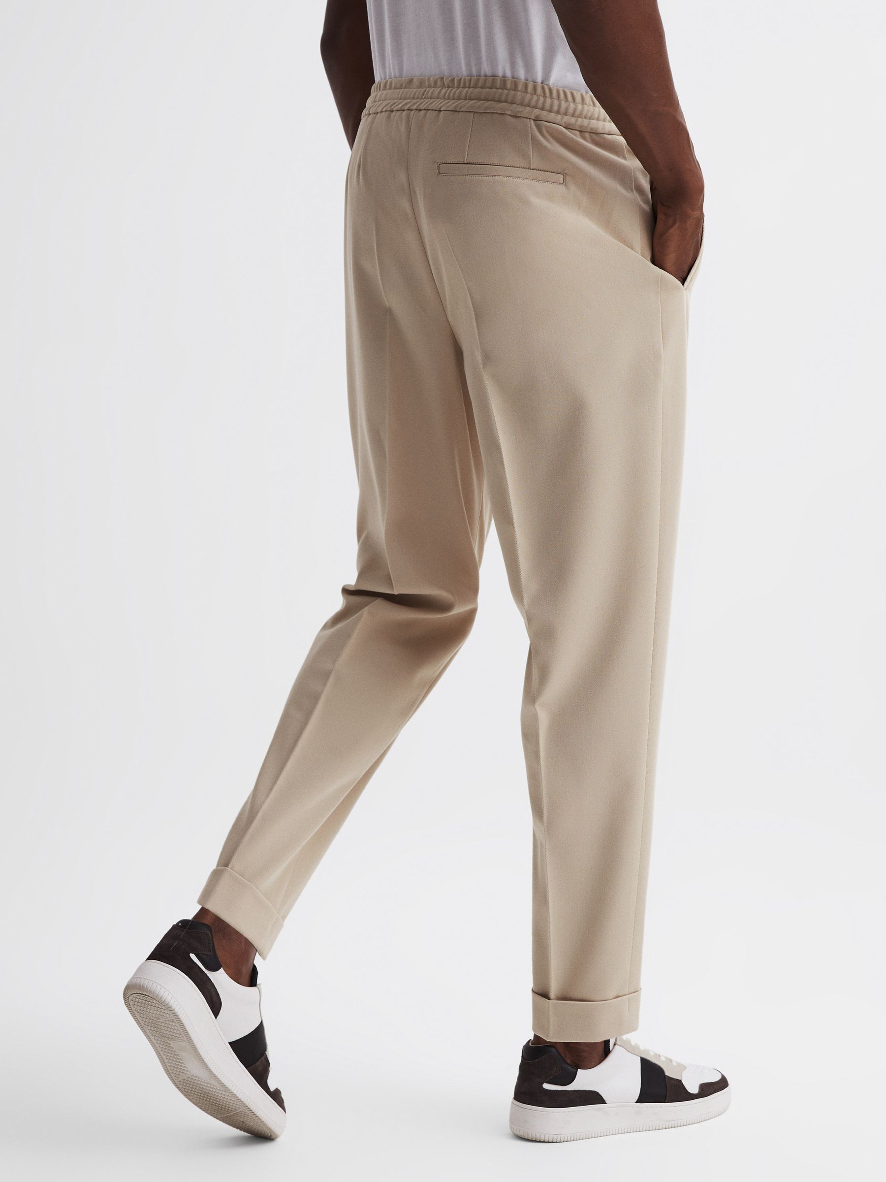 Cropped Drawstring Trousers in Stone - Image 5 of 6