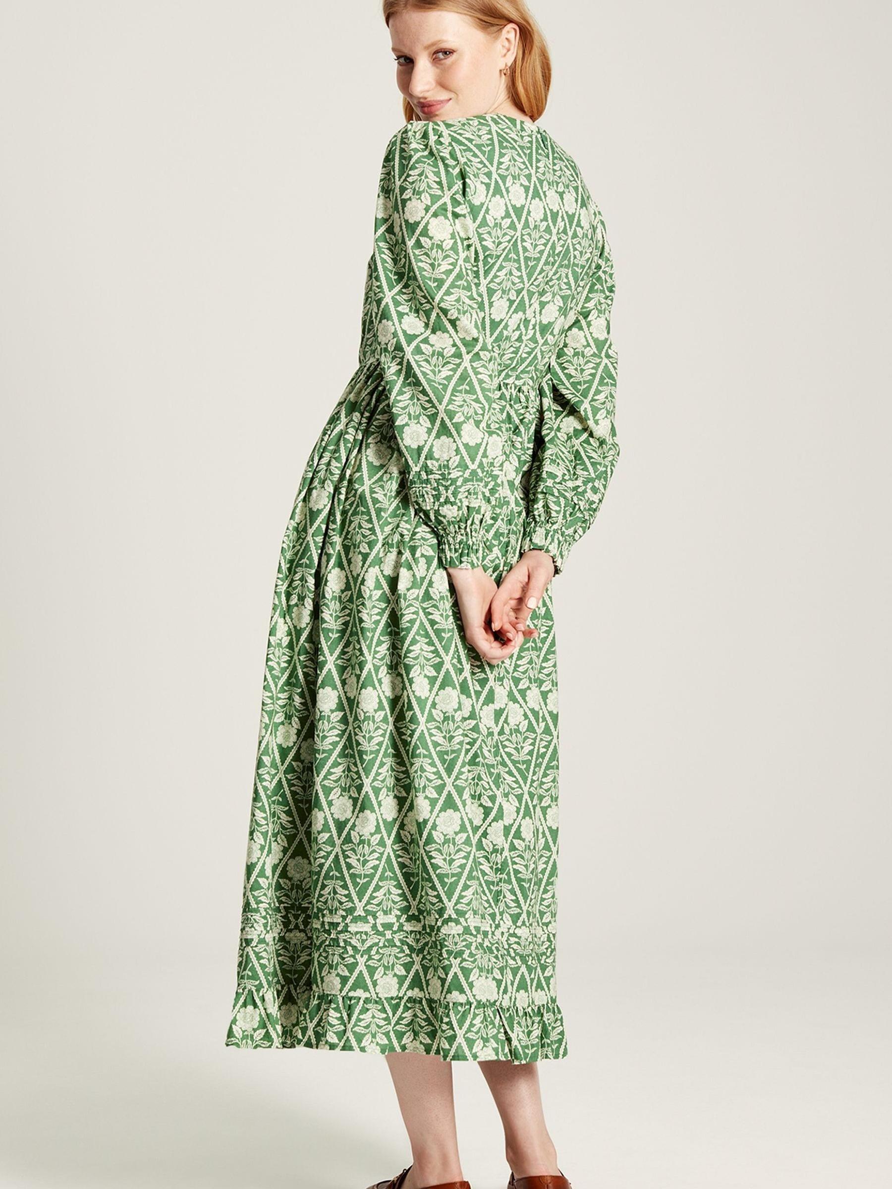 Heather Green Floral Pleated Dress - Image 2 of 6