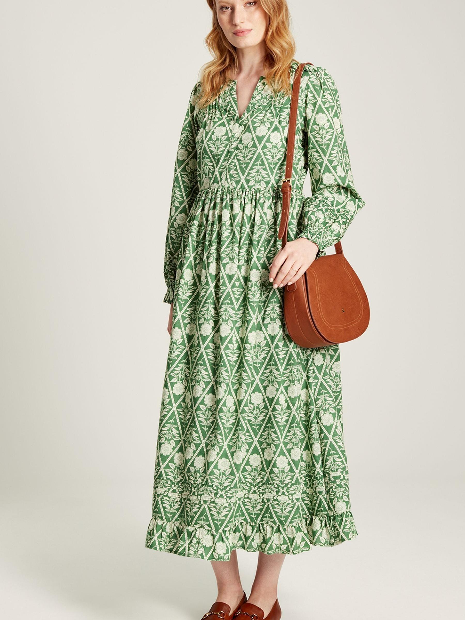 Heather Green Floral Pleated Dress - Image 3 of 6
