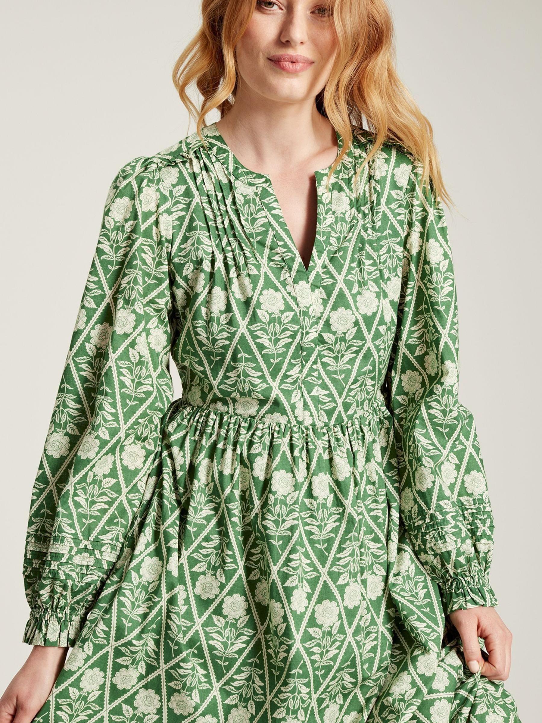 Heather Green Floral Pleated Dress - Image 5 of 6