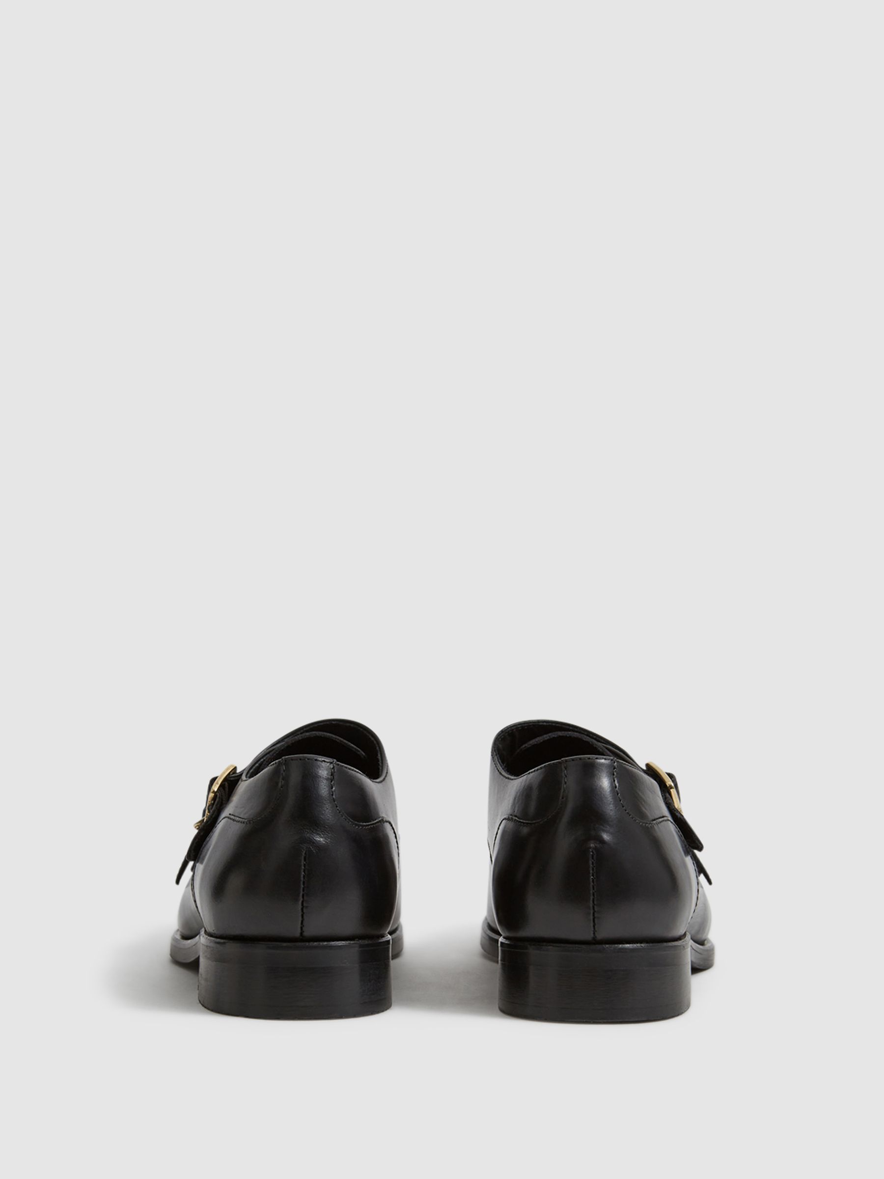 Leather Monk Strap Shoes in Black - Image 6 of 6
