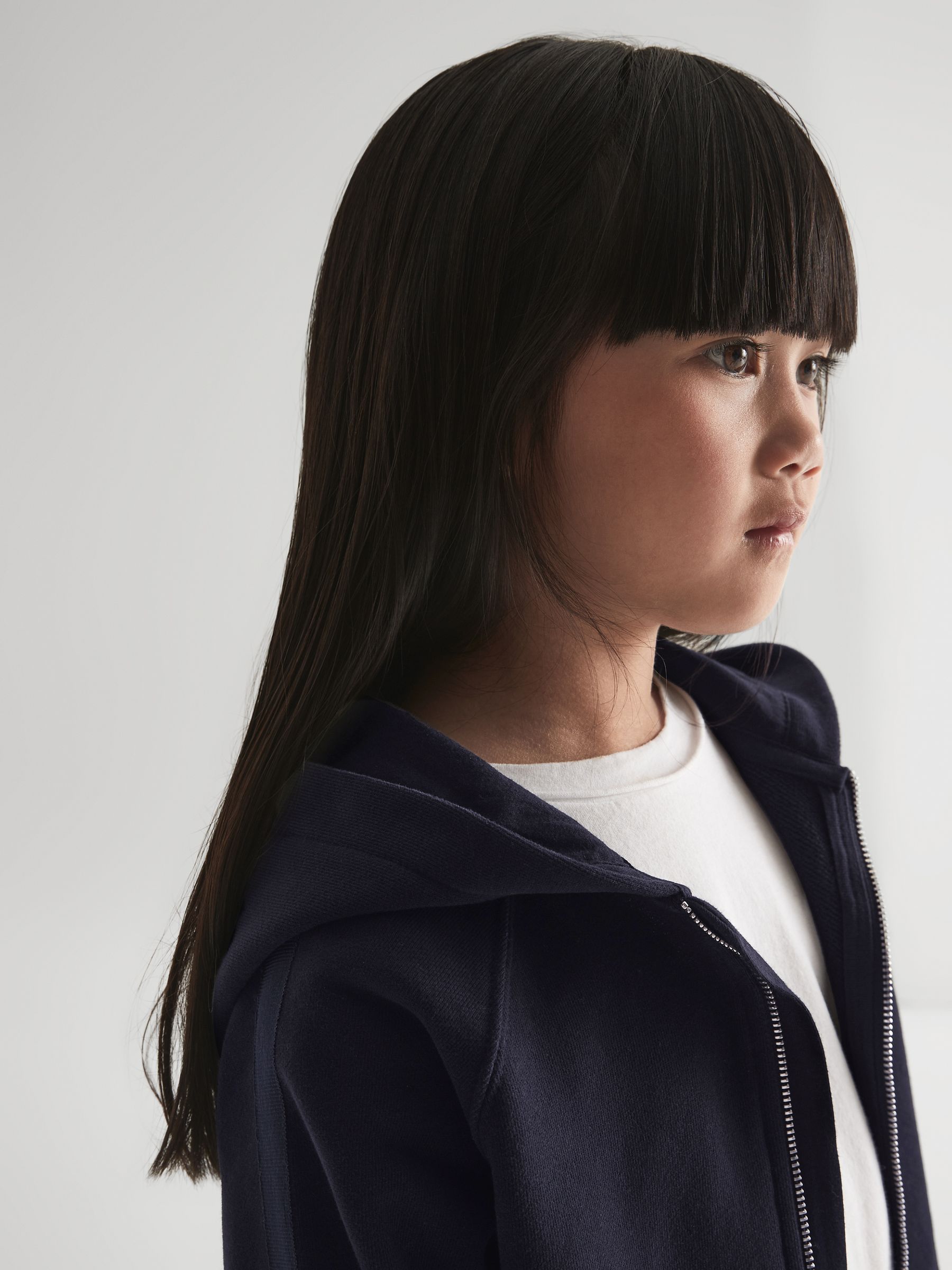 Junior Metallic Trim Hoodie in Navy - Image 7 of 8